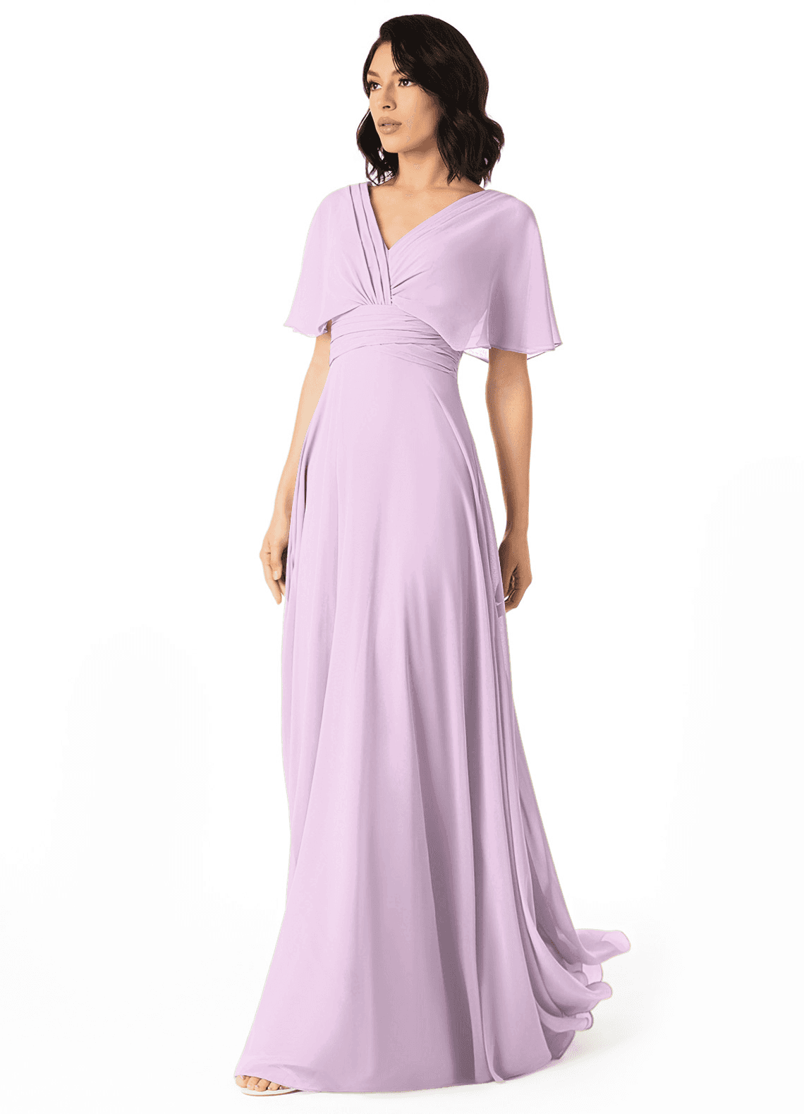 Pamela A-Line V-Neck Chiffon Bridesmaid Dress in Frosted Lilac