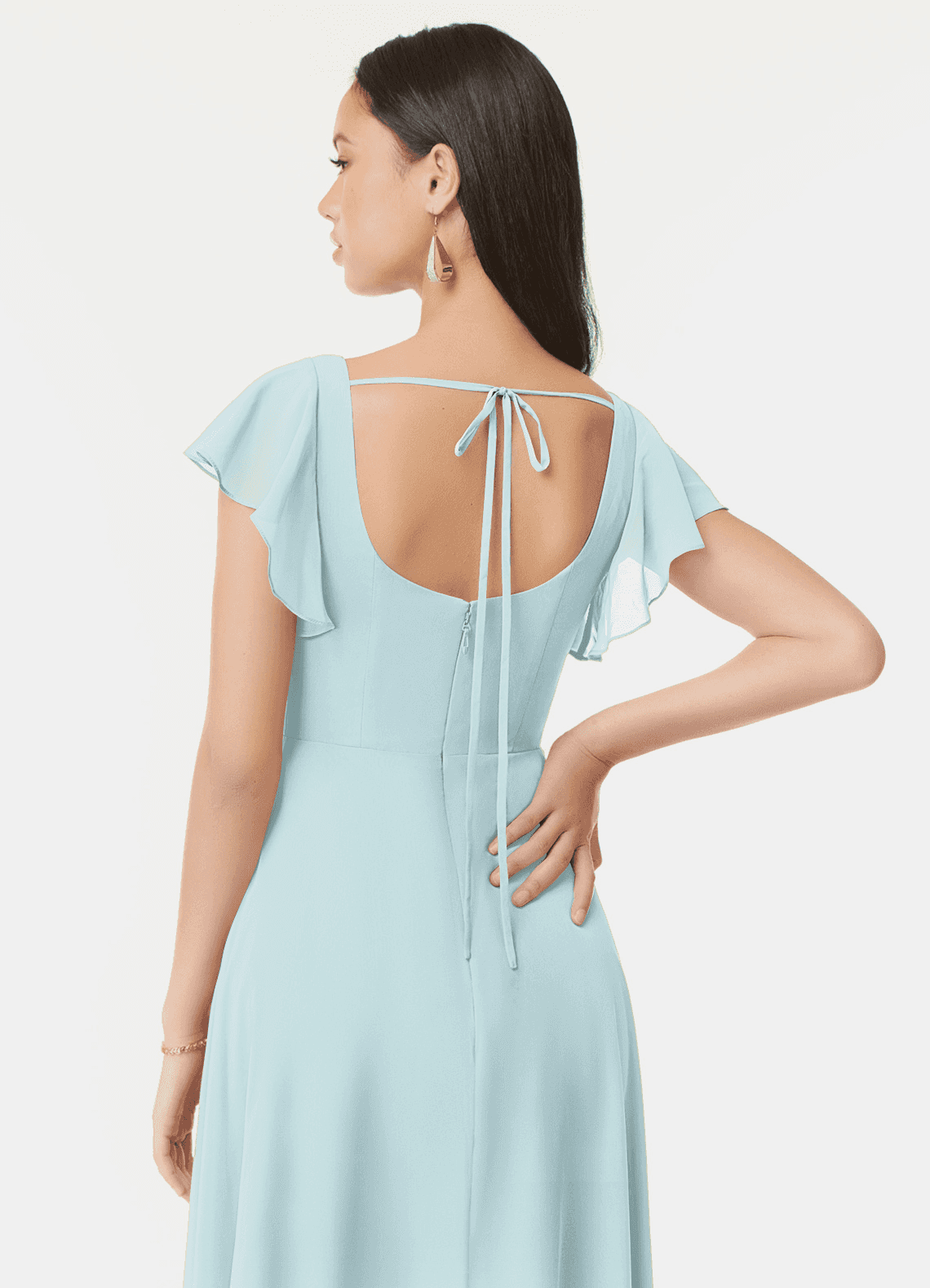Bondi A-Line Square-Neck Chiffon Bridesmaid Dress in Mist