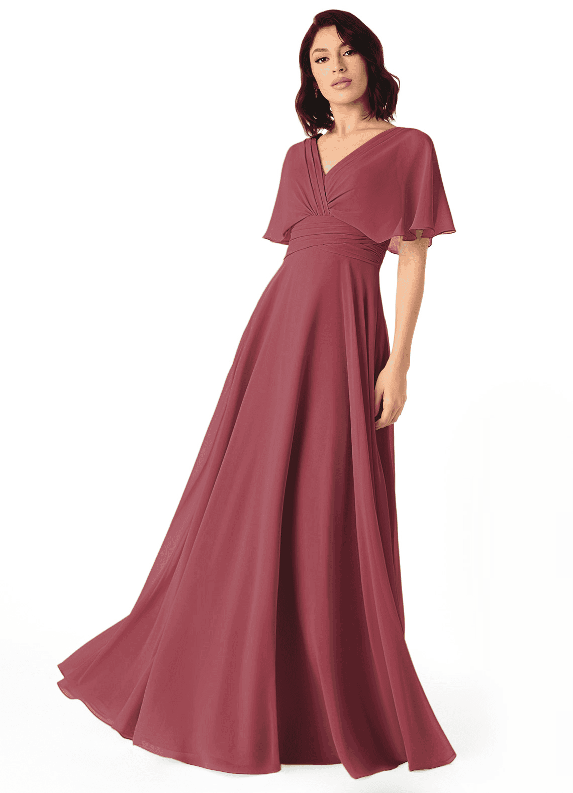 Pamela A-Line V-Neck Chiffon Bridesmaid Dress in Merlot