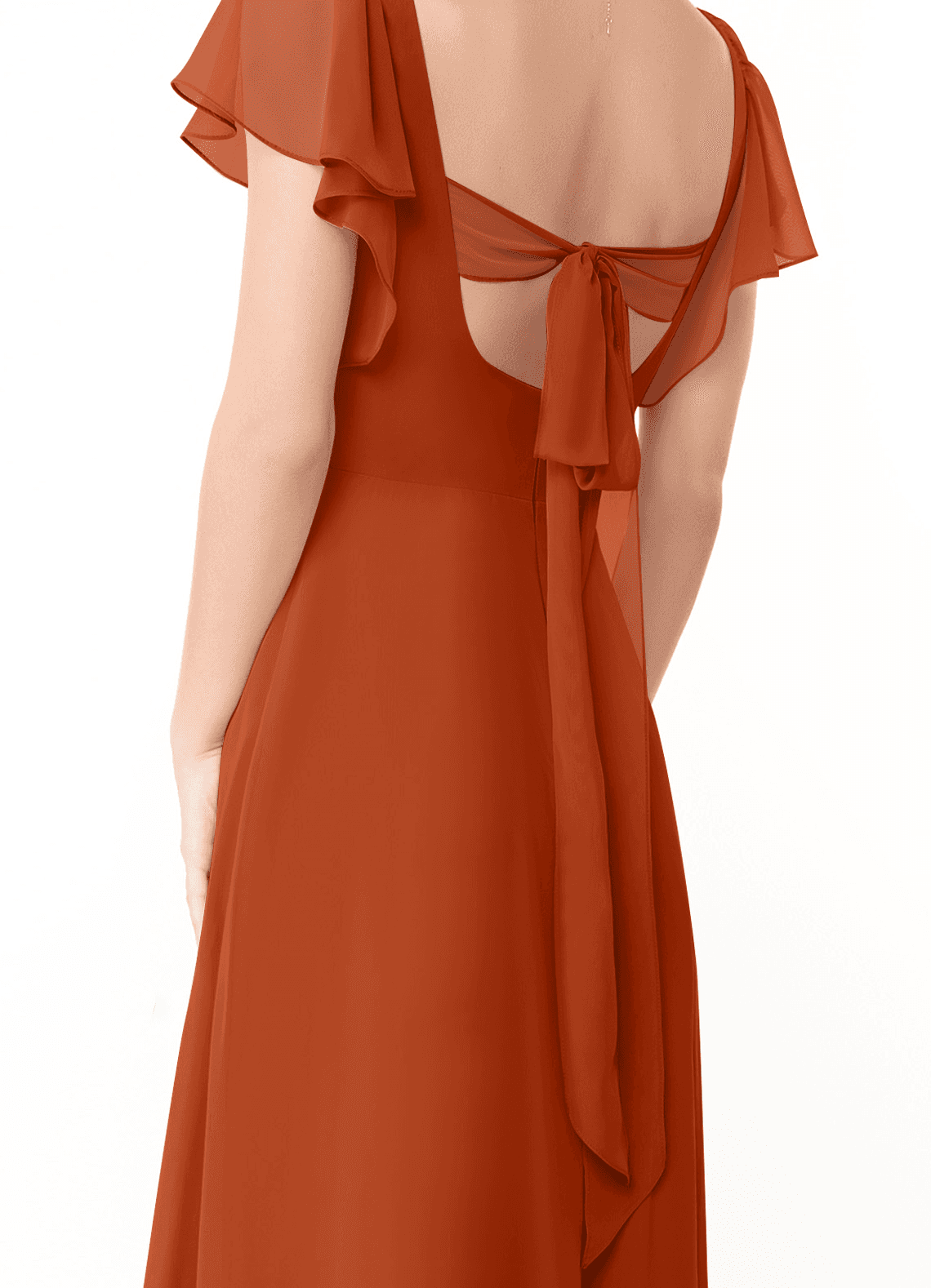 Syenna A-Line V-Neck Chiffon Bridesmaid Dress in Burnt Orange