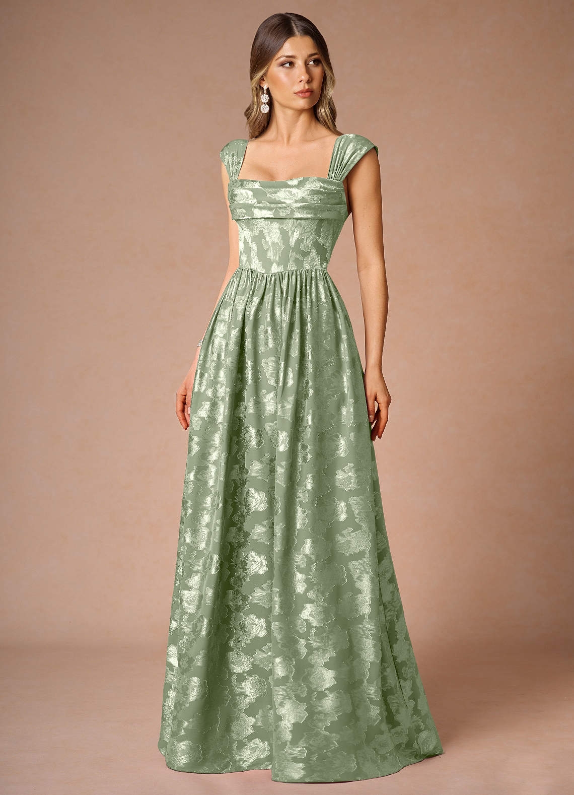 Hazel A-Line Cowl-Neck Fil Coupé Wedding Guest Dress in Lemon Sorbet