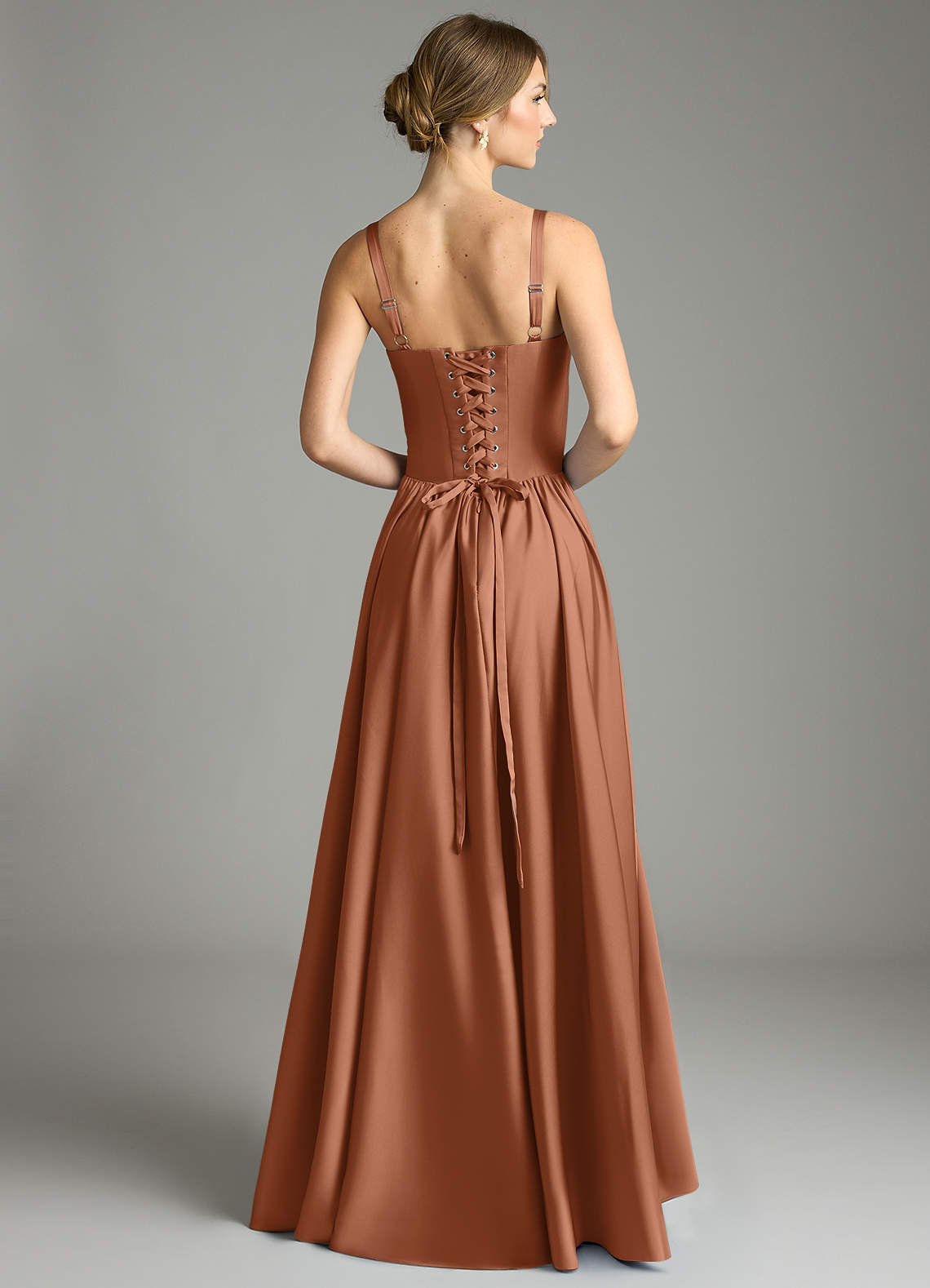 Evadina A-Line Sweetheart Stretch Satin Bridesmaid Dress in Bronzer