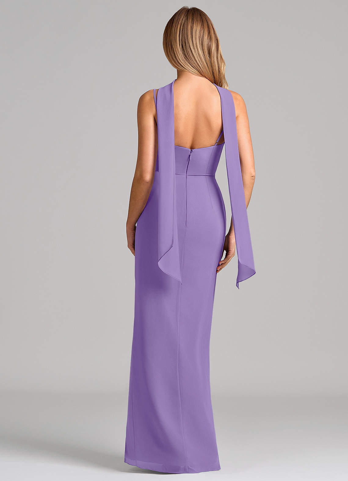 Calandra Sheath Scoop-Neck Chiffon Bridesmaid Dress in Tahiti