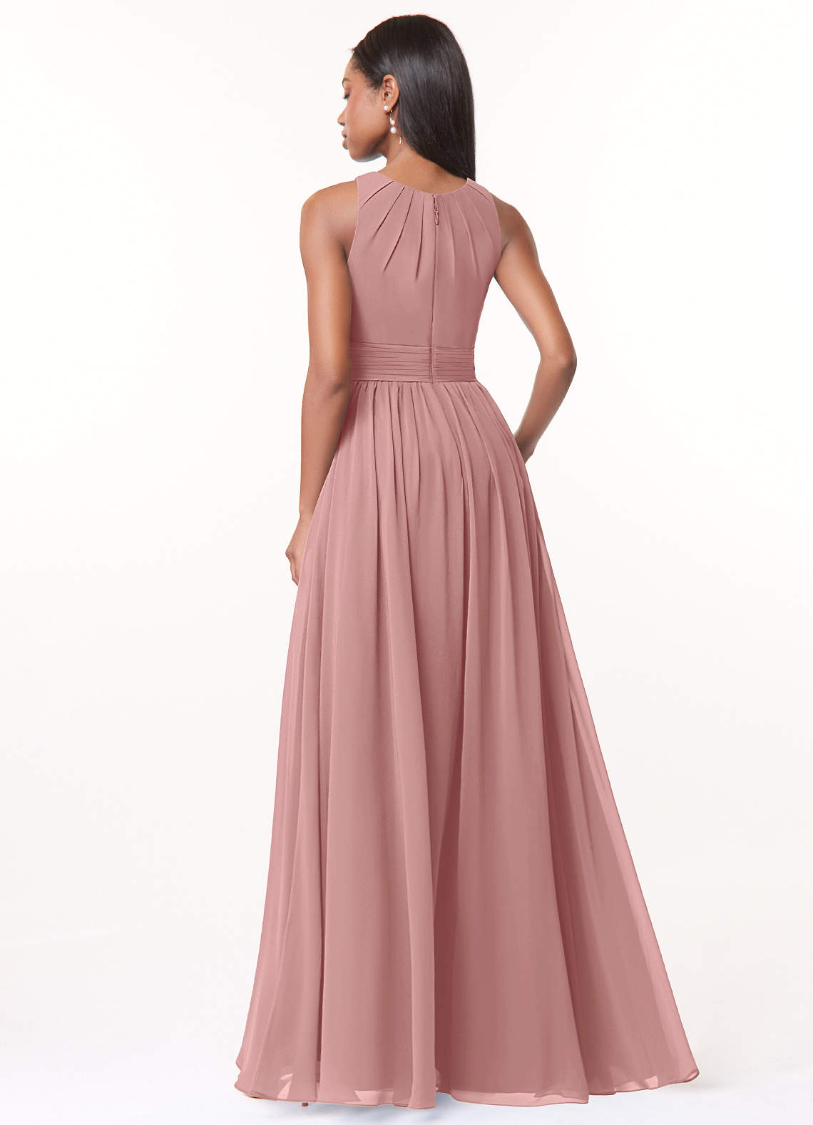 Harper A-Line Scoop-Neck Chiffon Bridesmaid Dress in dusty rose