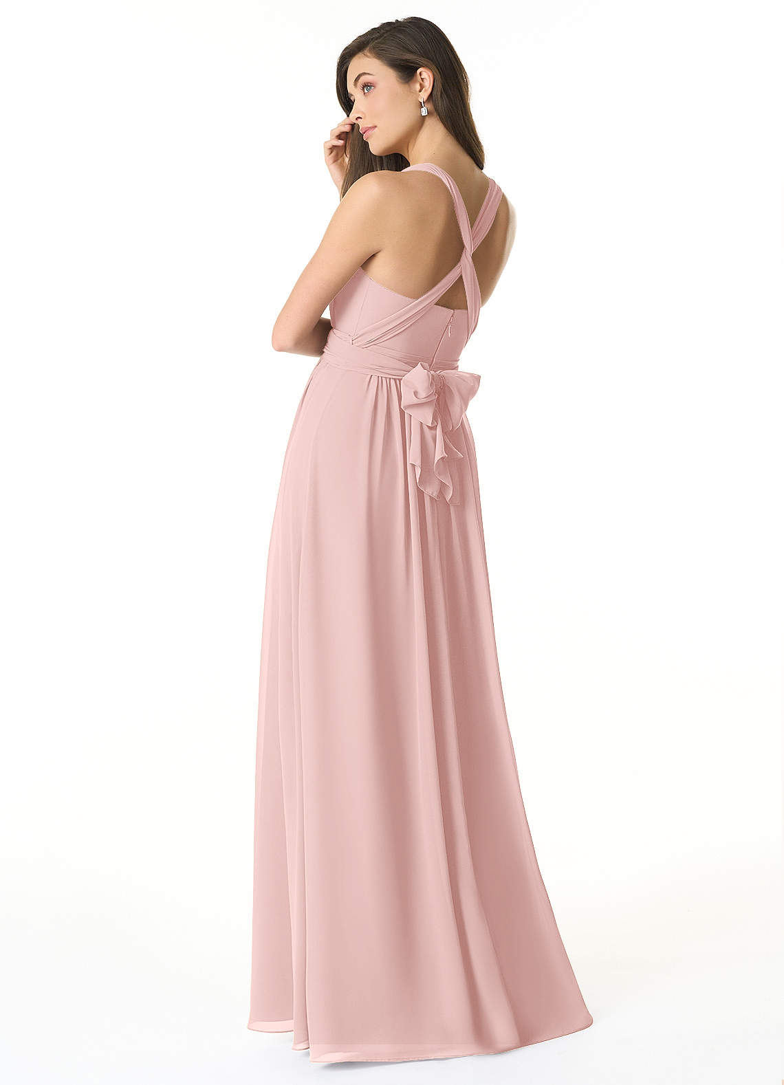Olani A-Line V-Neck Chiffon Bridesmaid Dress in Powder Pink