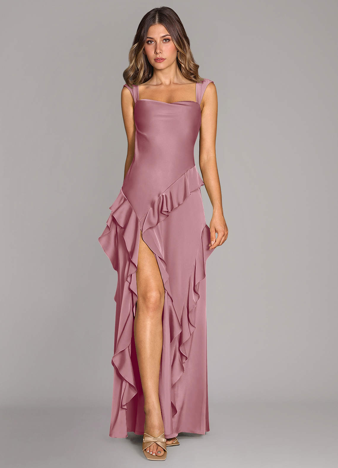 Sloane A-Line Sweetheart Stretch Satin Bridesmaid Dress in Vintage Mauve