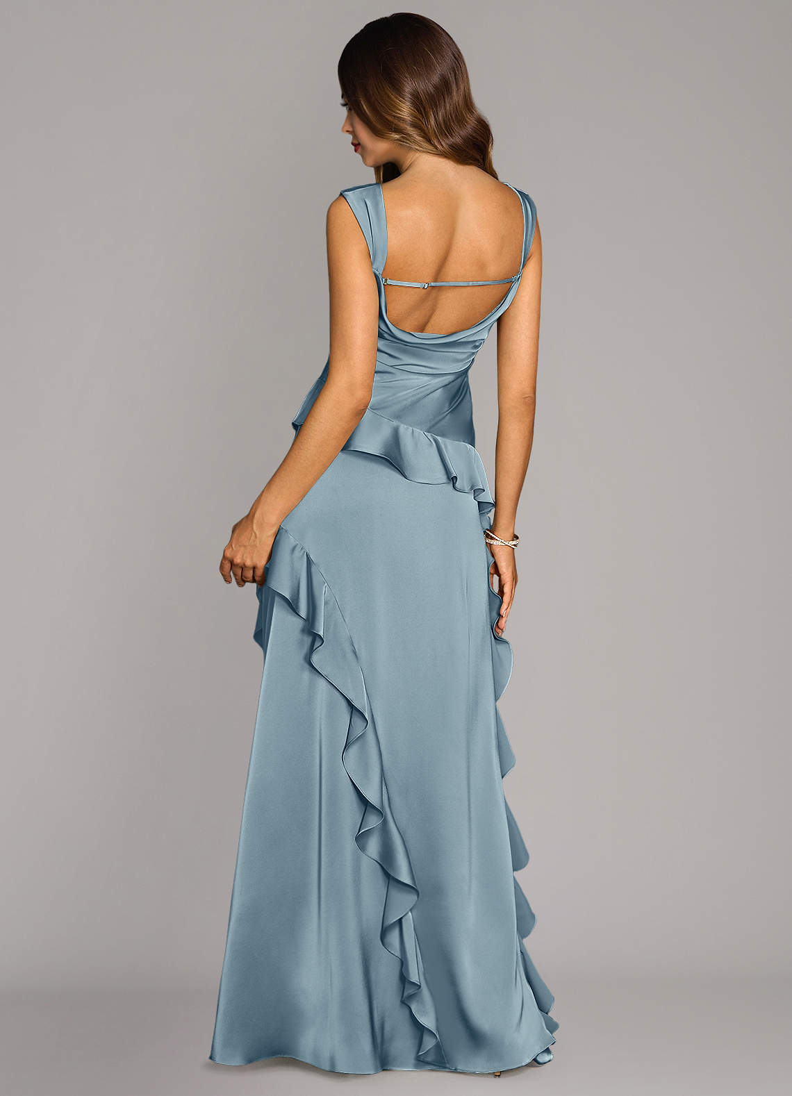 Sloane A-Line Sweetheart Stretch Satin Bridesmaid Dress in dusty blue