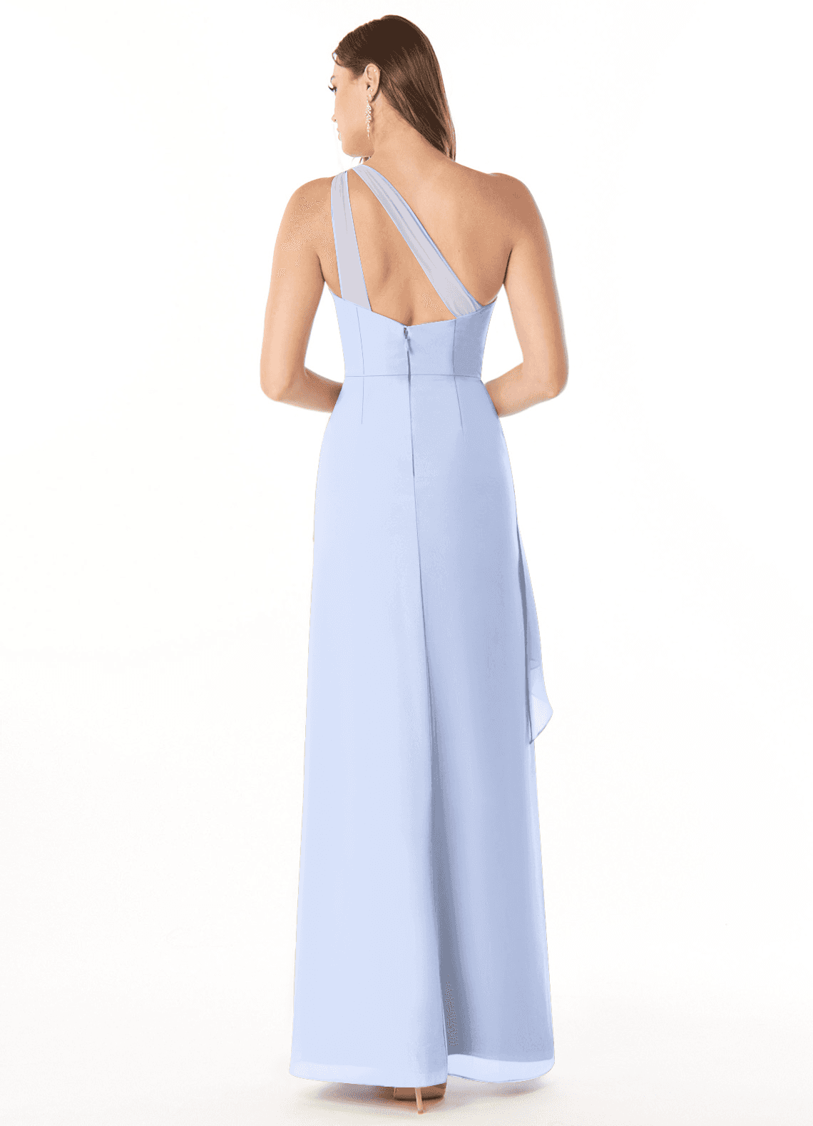 Maive Sheath One-Shoulder Chiffon Bridesmaid Dress in Ice