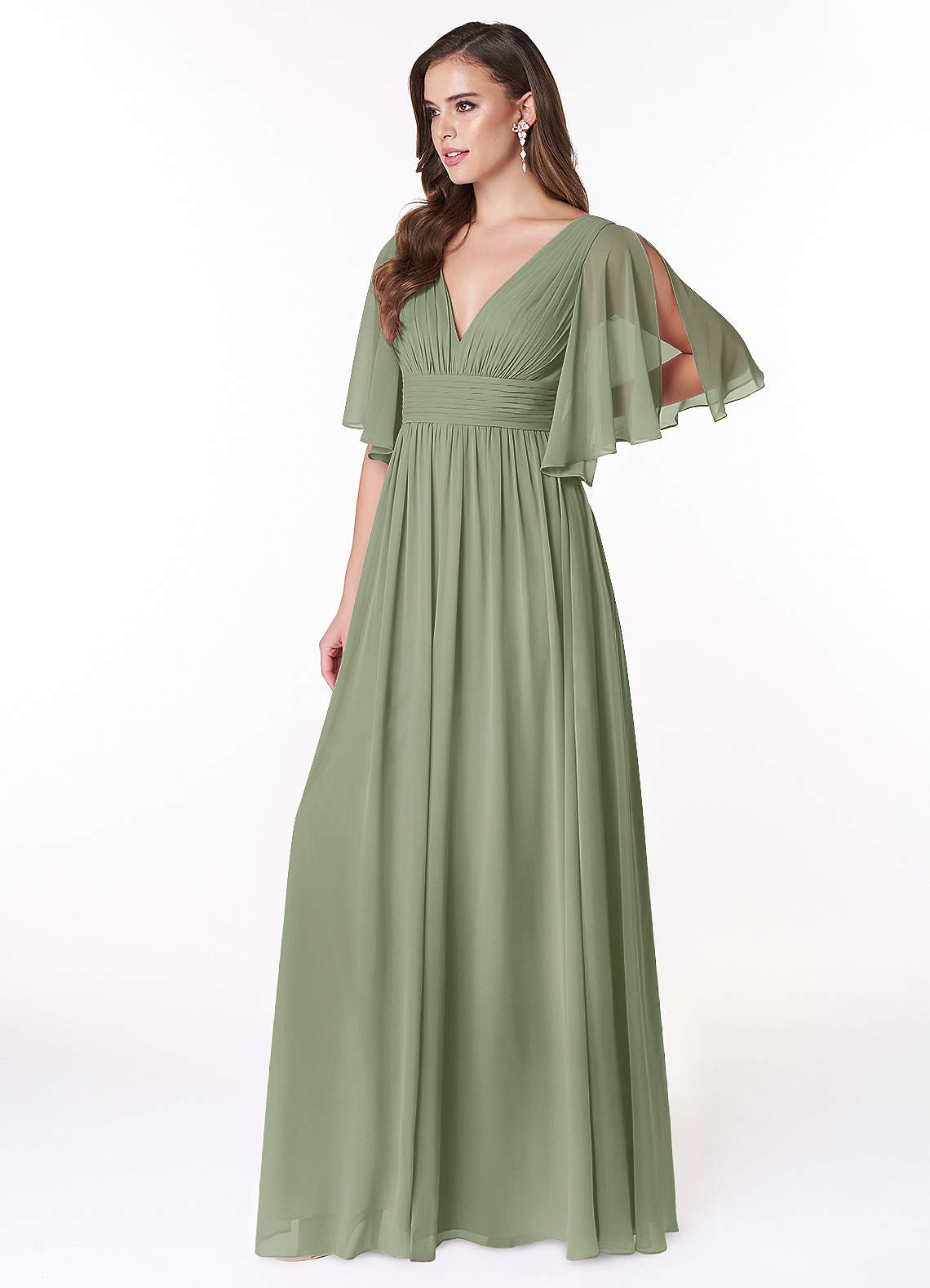Temeka A-Line V-Neck Chiffon Bridesmaid Dress in Pistachio