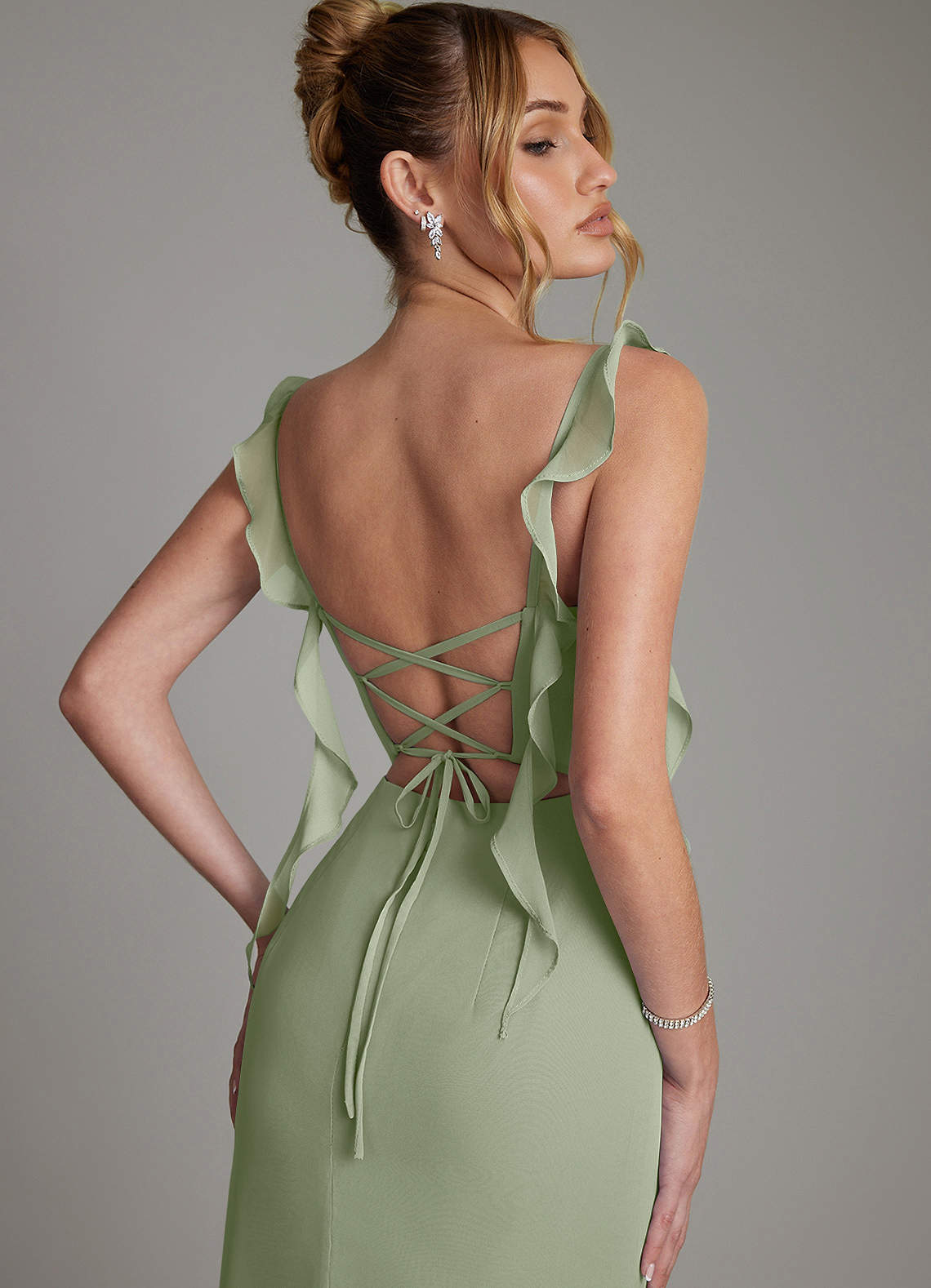 Jessamine Mermaid Sweetheart Chiffon Bridesmaid Dress in Pistachio