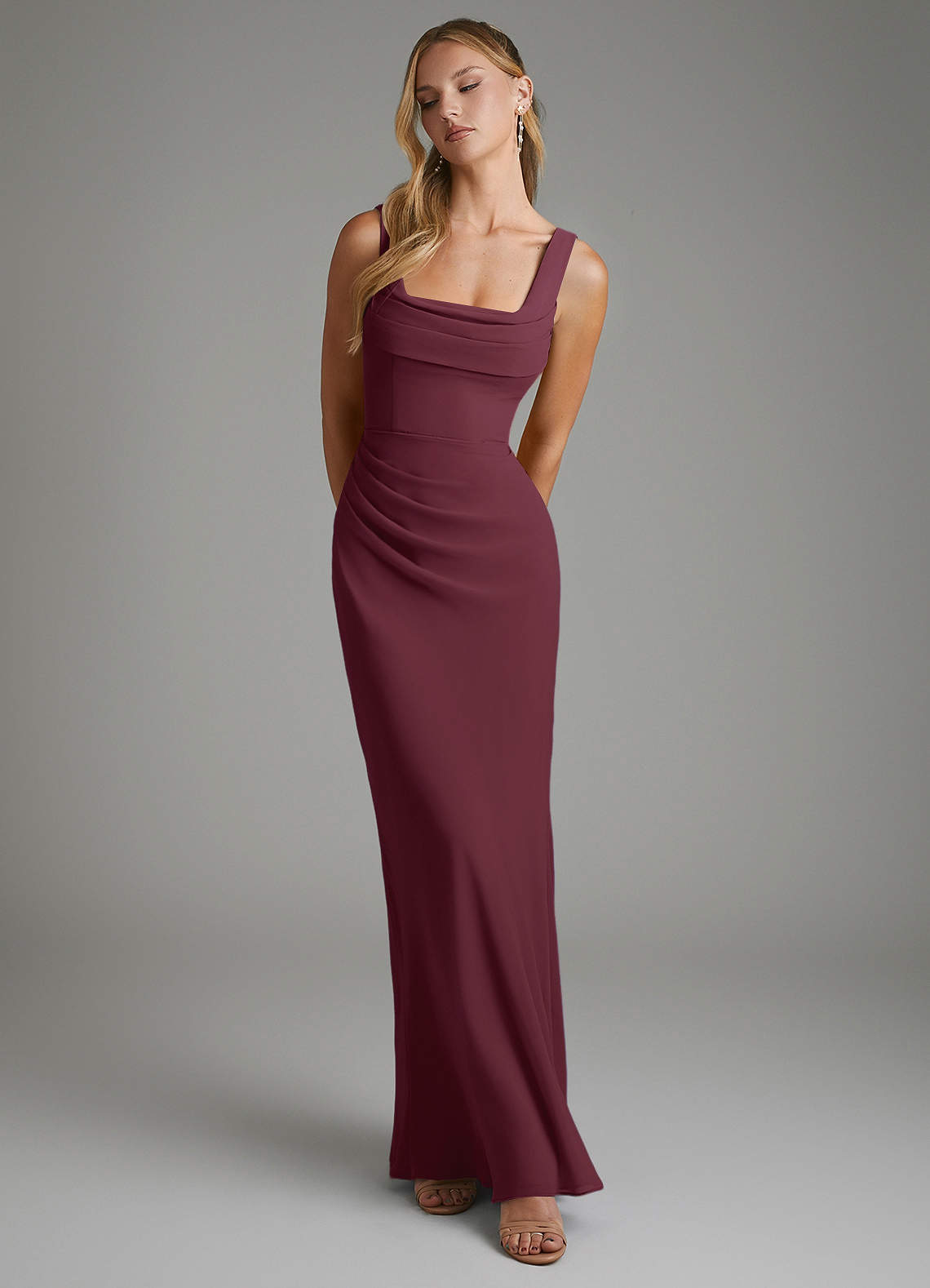 Asa Sheath Square-Neck Chiffon Bridesmaid Dress