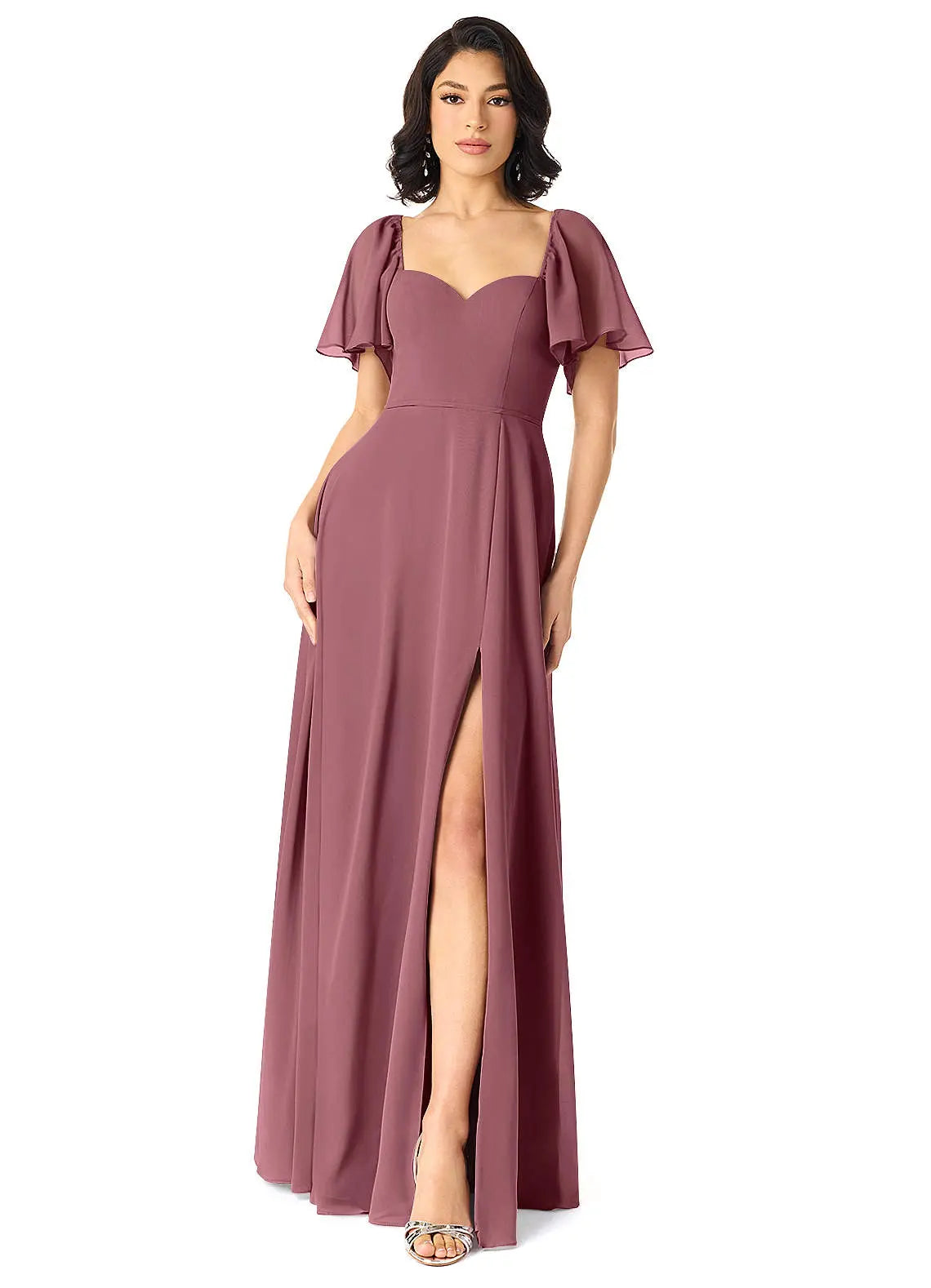 Chloe A-Line Sweetheart Chiffon Bridesmaid Dress in Desert Rose