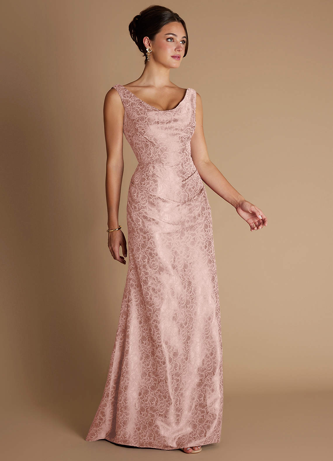 Kiana Mermaid Scoop-Neck Jacquard Wedding Guest Dress in Sky Blue