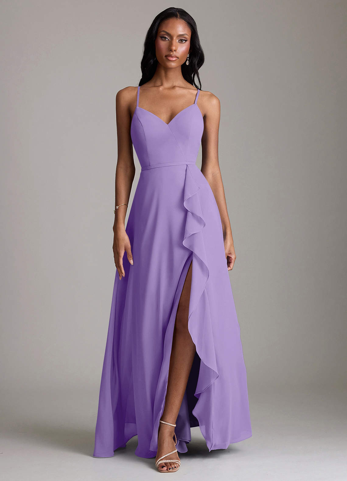 Naeem A-Line V-Neck Chiffon Bridesmaid Dress in Tahiti