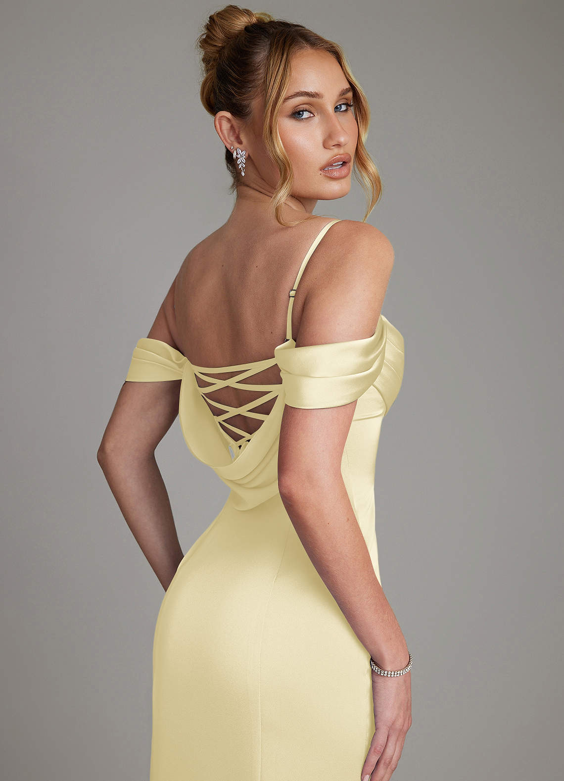 Nira Mermaid Sweetheart Stretch Satin Bridesmaid Dress in Lemon Sorbet