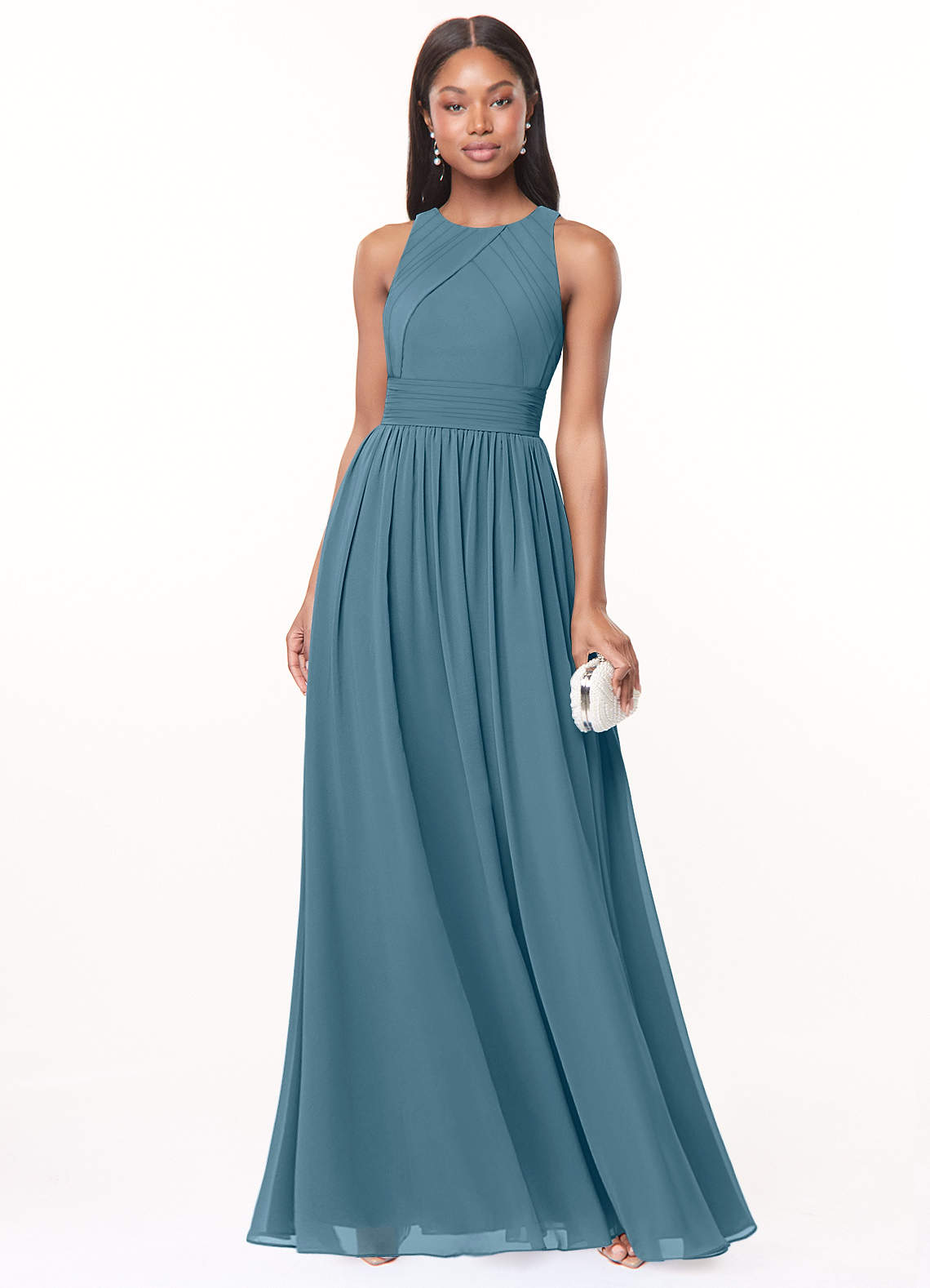 Harper A-Line Scoop-Neck Chiffon Bridesmaid Dress in Bermuda
