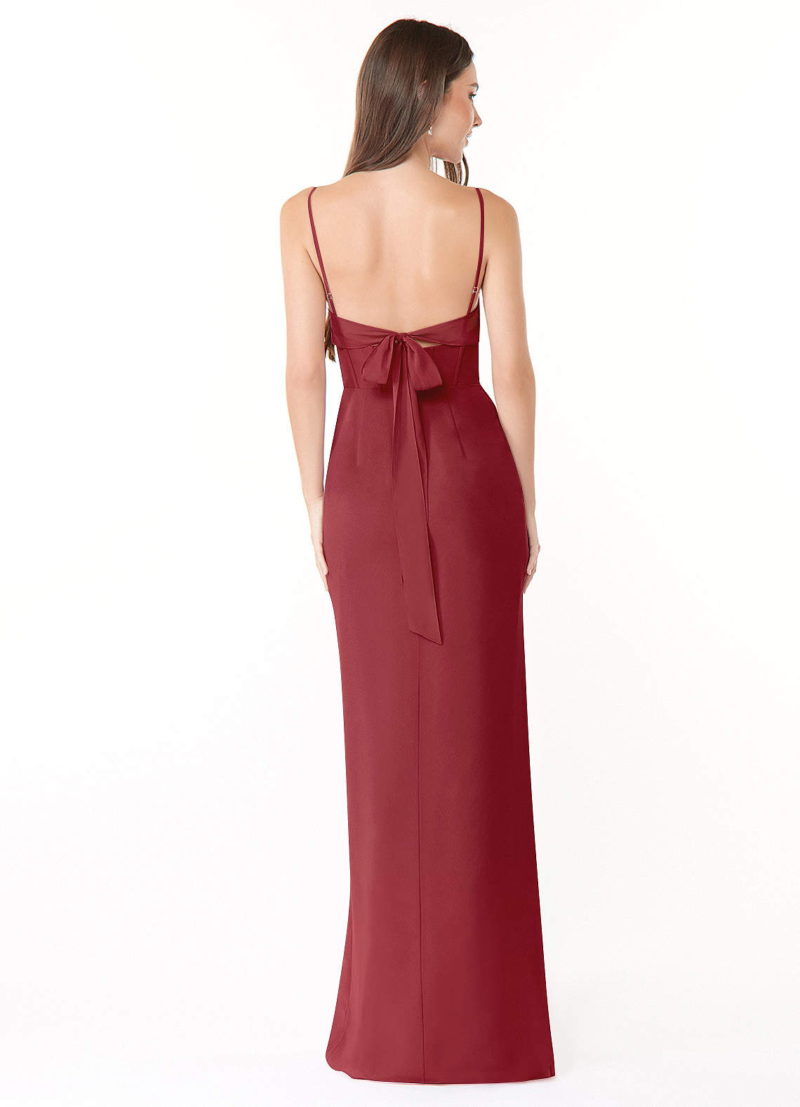 Mai Sheath Cowl-Neck Chiffon Bridesmaid Dress in Pomegranate