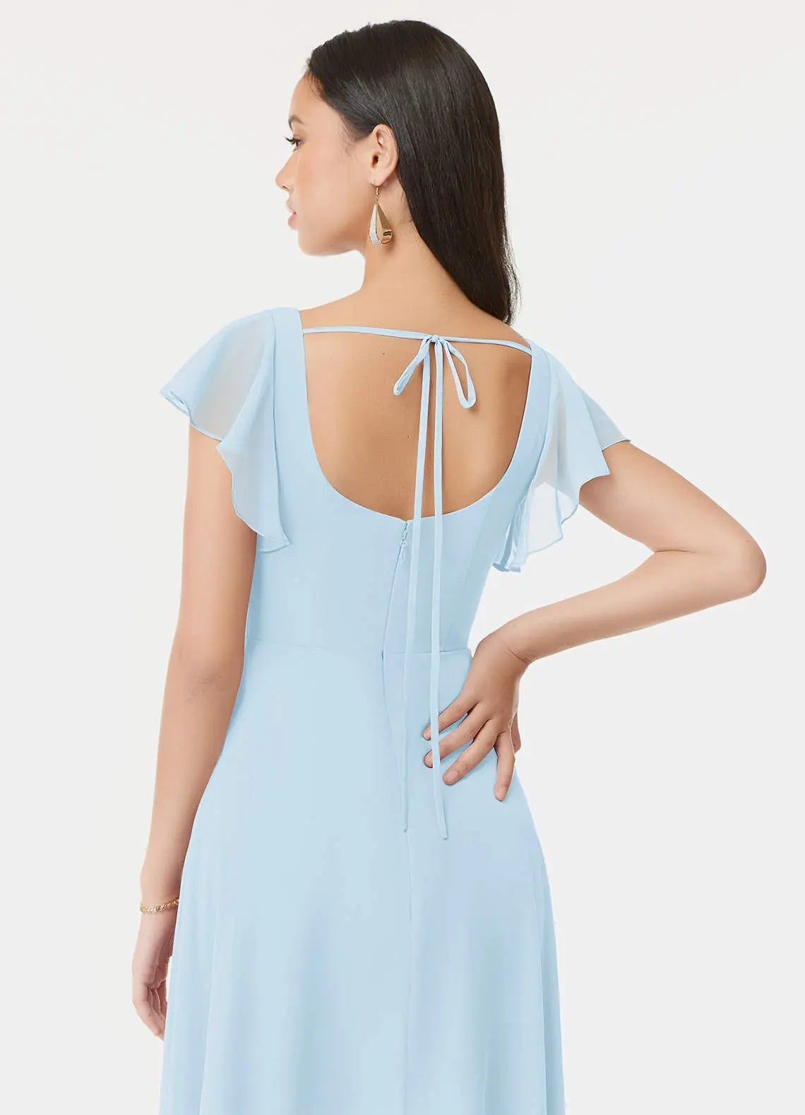 Bondi A-Line Square-Neck Chiffon Bridesmaid Dress in Sky Blue