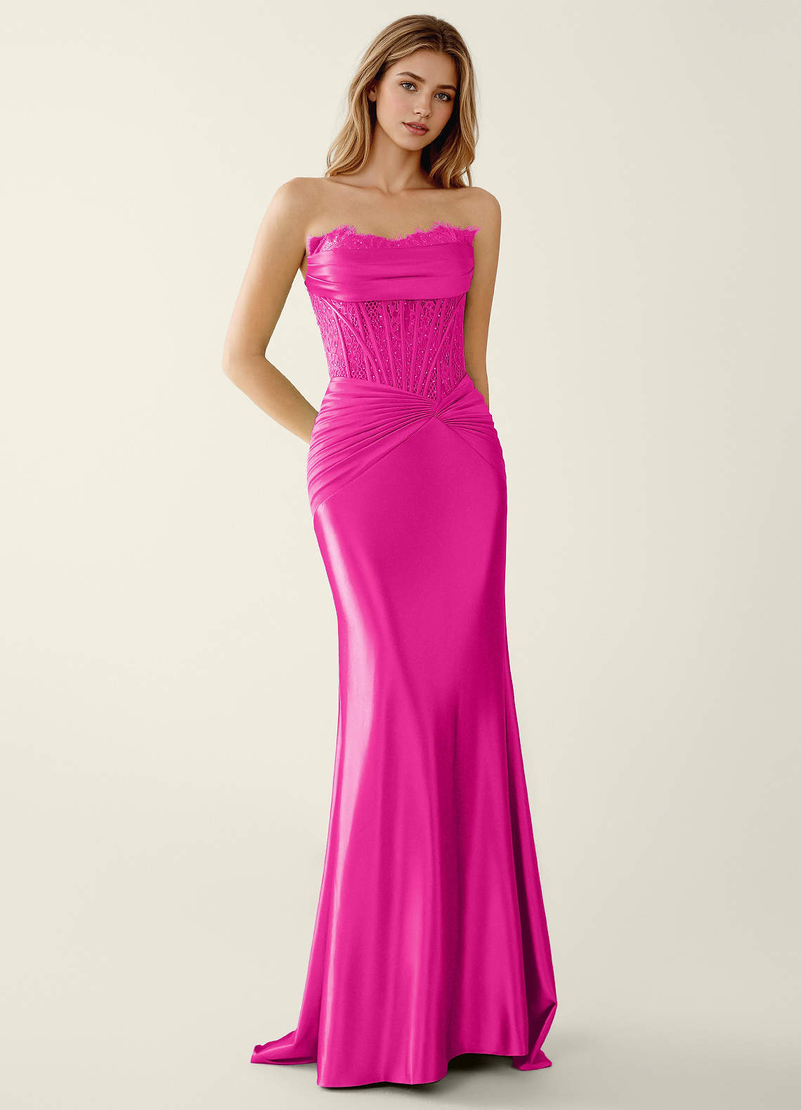 Sasha Mermaid Strapless Stretch Satin Evening Dress in Burgundy
