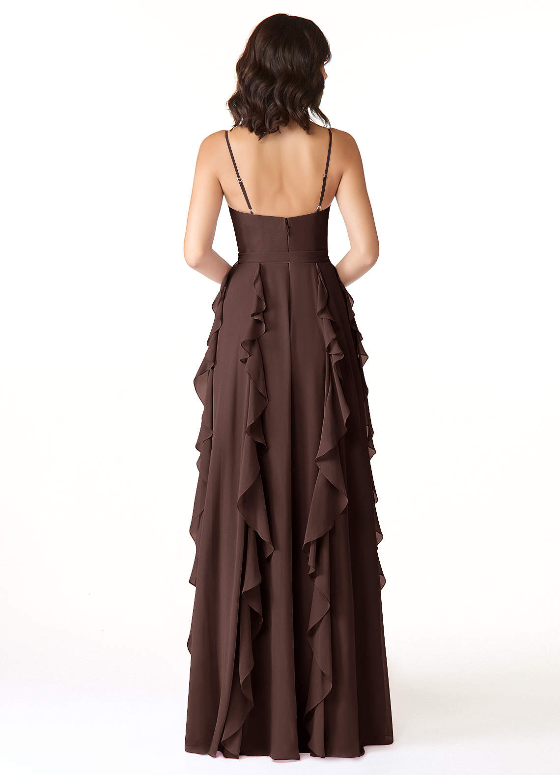 Peyton A-Line V-Neck Chiffon Bridesmaid Dress in Ganache