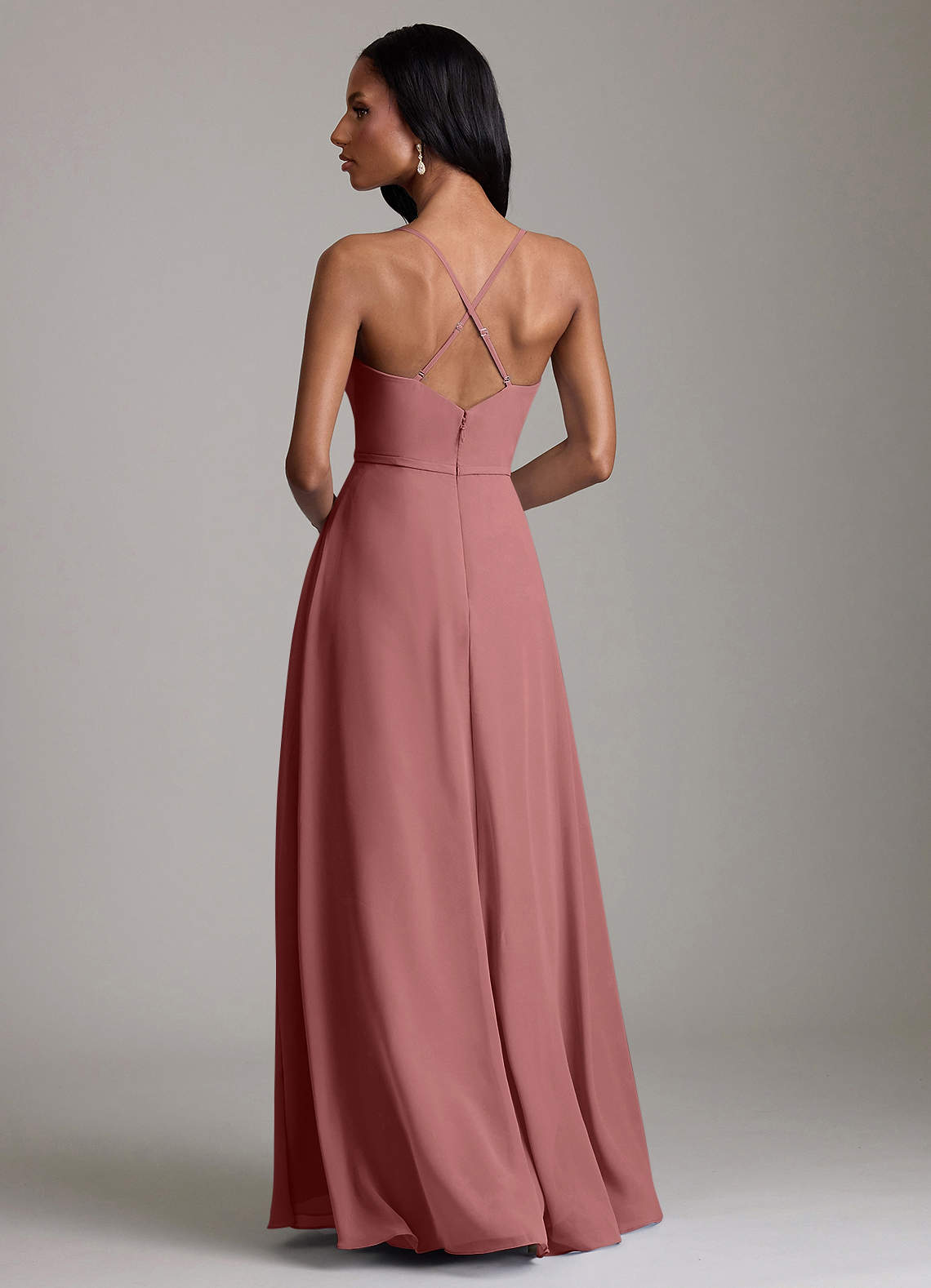 Naeem A-Line V-Neck Chiffon Bridesmaid Dress in Amethyst