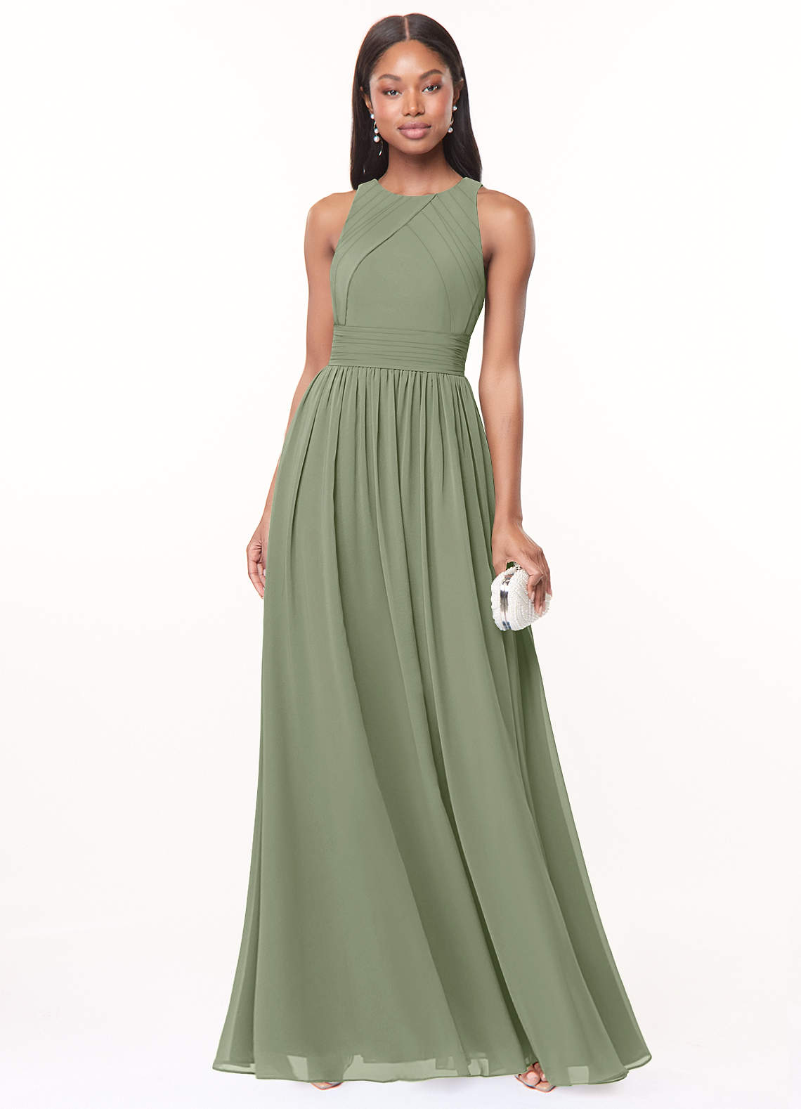 Harper A-Line Scoop-Neck Chiffon Bridesmaid Dress in Pistachio