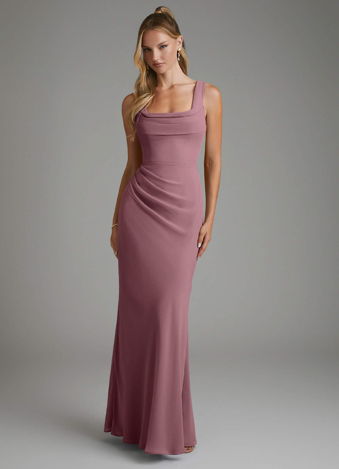 Asa Sheath Square-Neck Chiffon Bridesmaid Dress in Amethyst