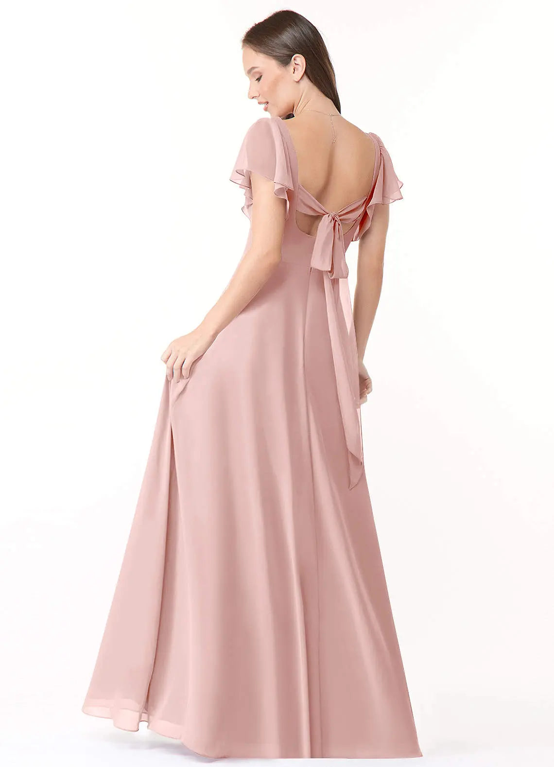 Syenna A-Line V-Neck Chiffon Bridesmaid Dress in dusty rose