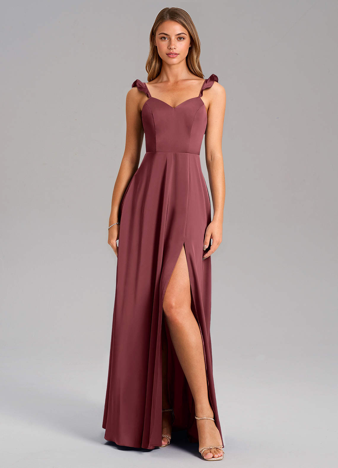 Everett A-Line V-Neck Chiffon Bridesmaid Dress in Merlot
