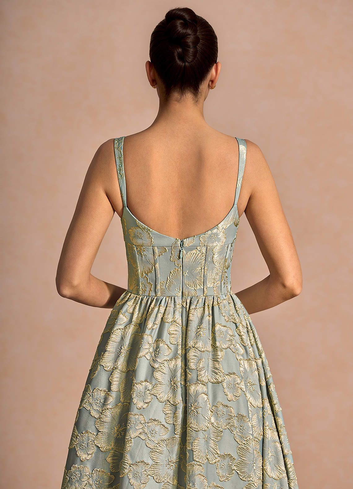 Julietteh A-Line Strappy Jacquard Taffeta Evening Dress in Blue