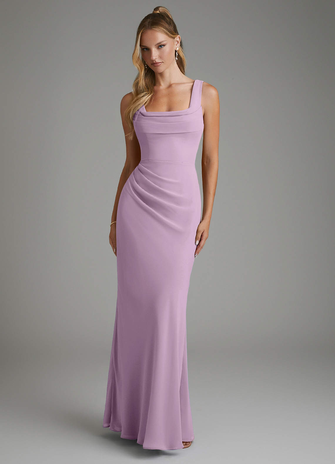 Asa Sheath Square-Neck Chiffon Bridesmaid Dress in Wisteria