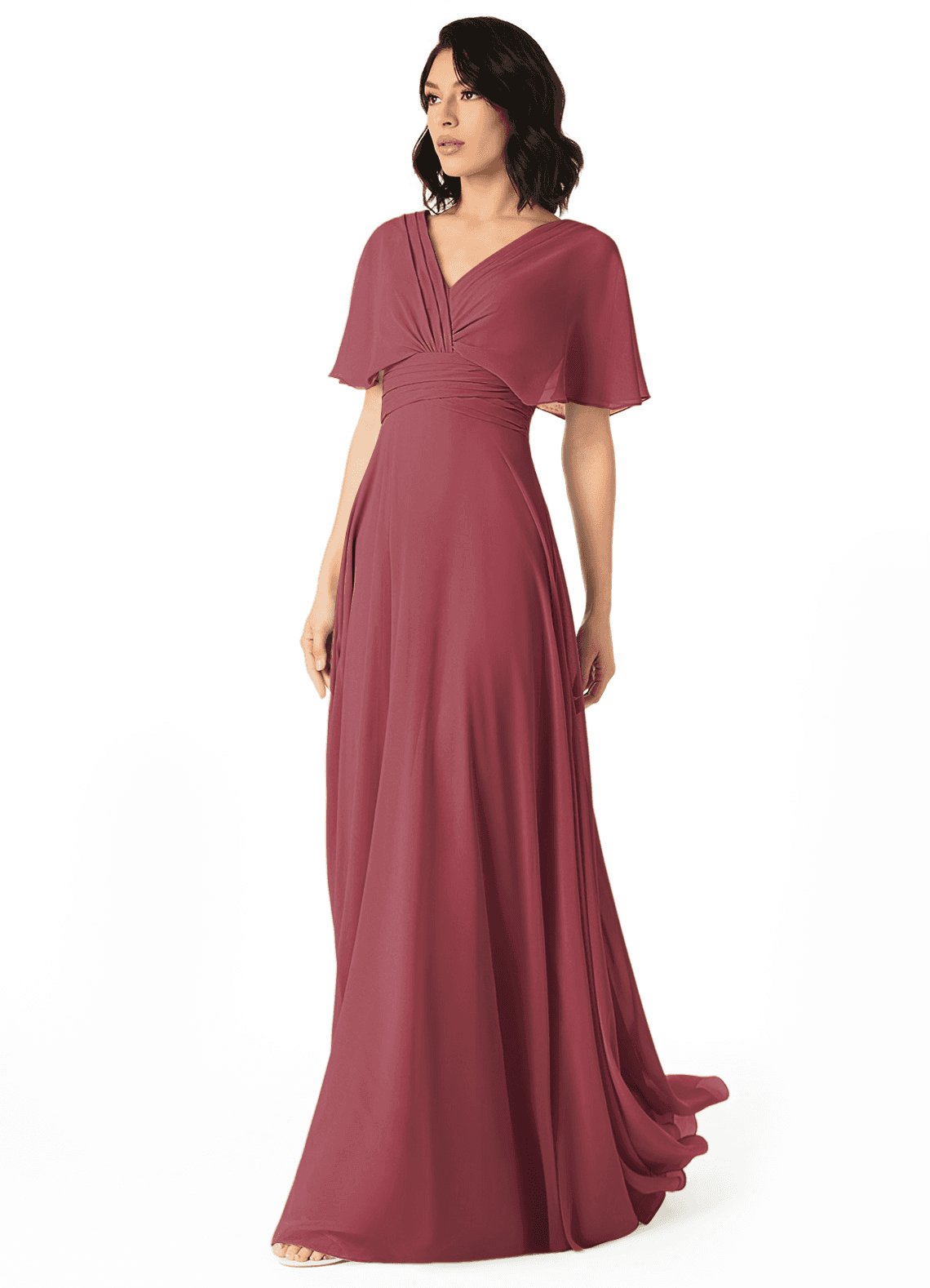 Pamela A-Line V-Neck Chiffon Bridesmaid Dress in Merlot