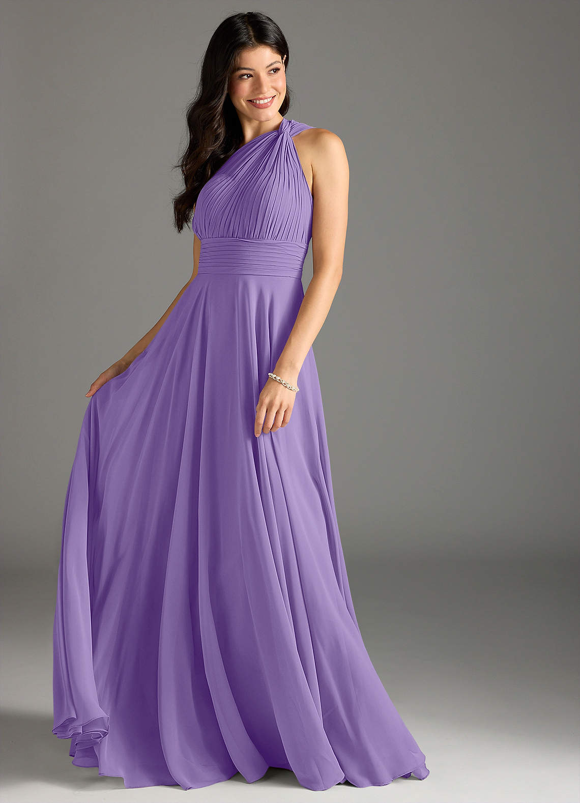 Charlize A-Line One-Shoulder Chiffon Bridesmaid Dress in Tahiti