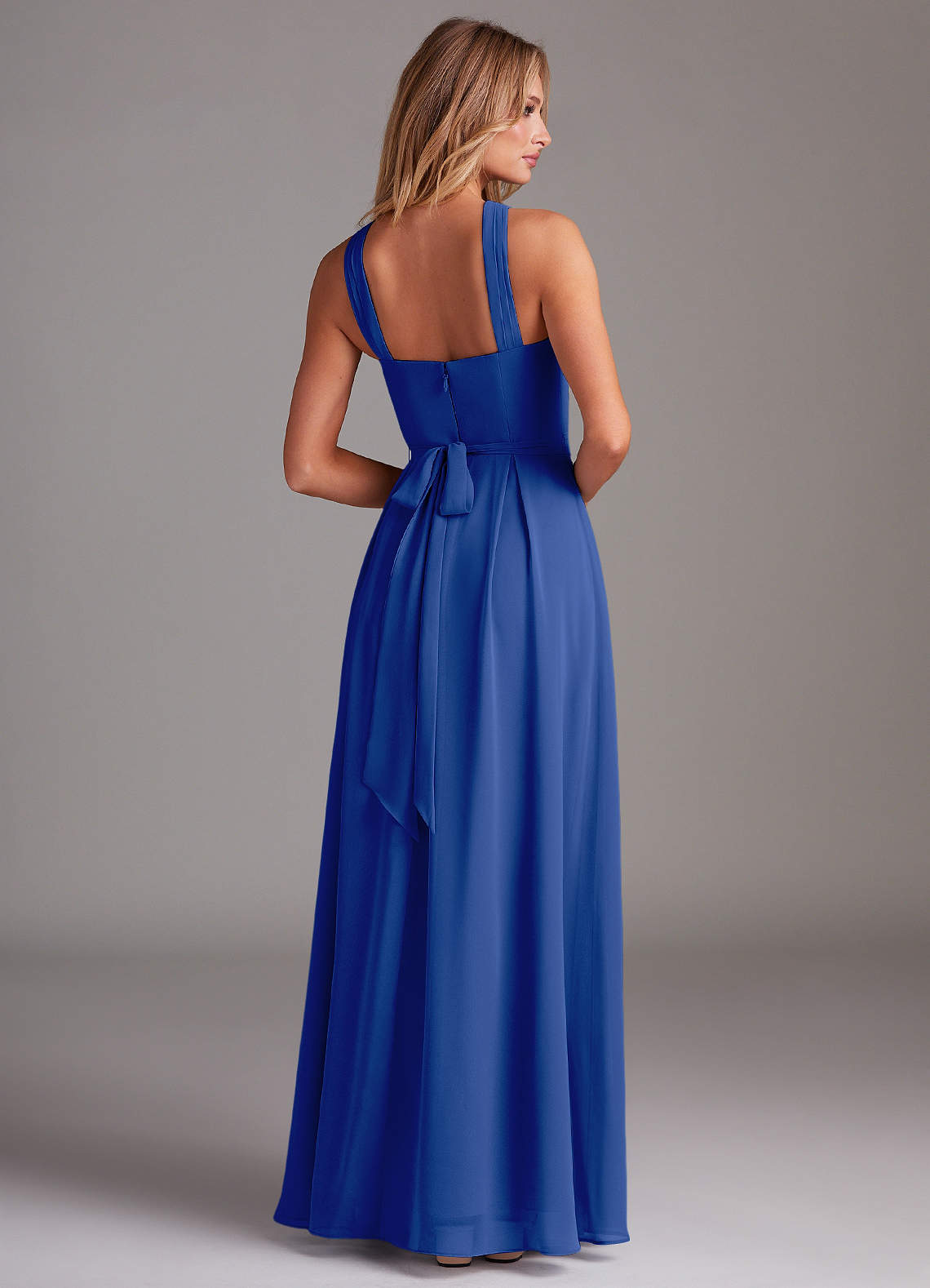 Dixie A-Line Halter Chiffon Bridesmaid Dress in Royal Blue