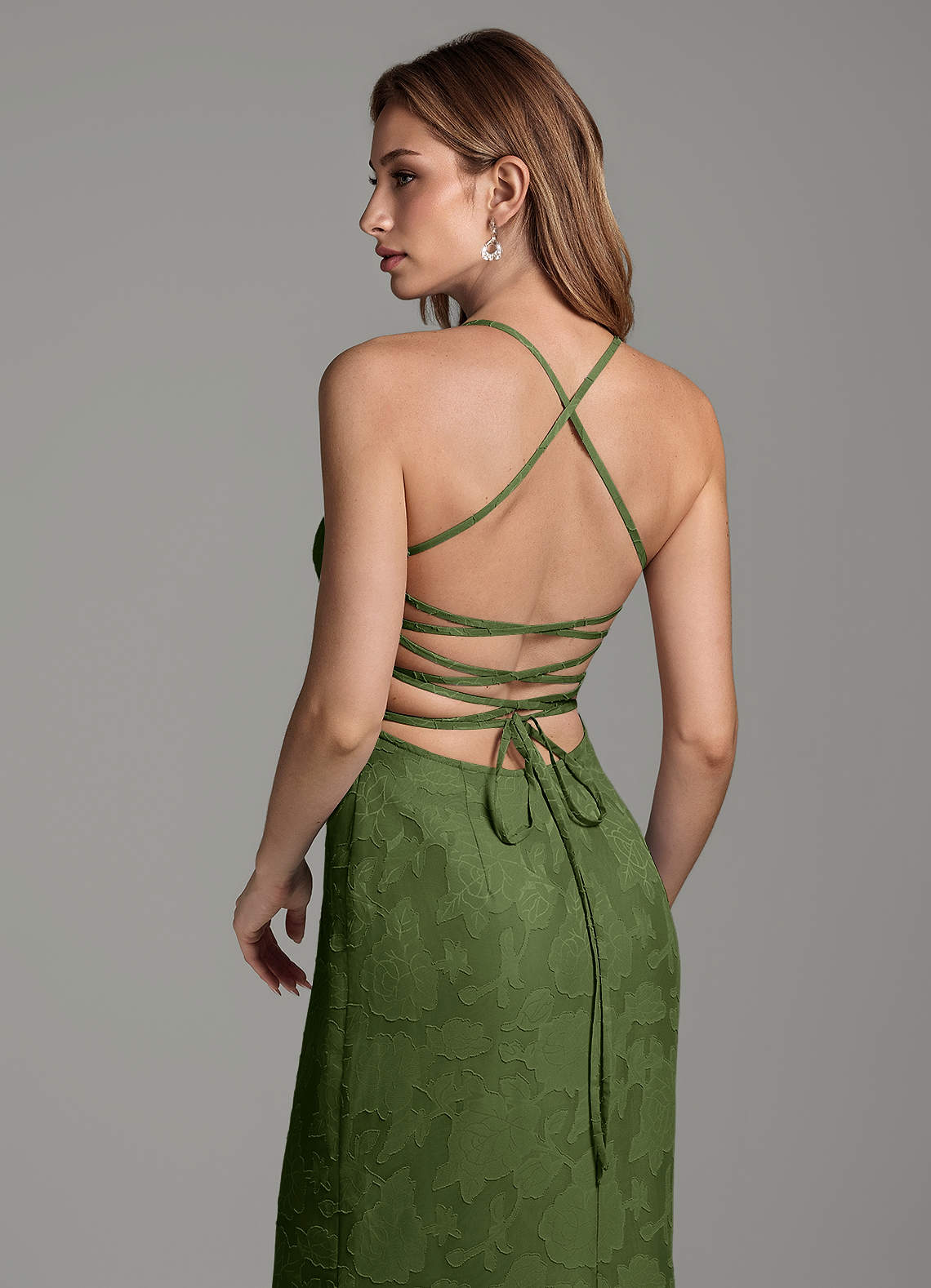Dara Mermaid Sweetheart Floral Burnout Bridesmaid Dress in Olive