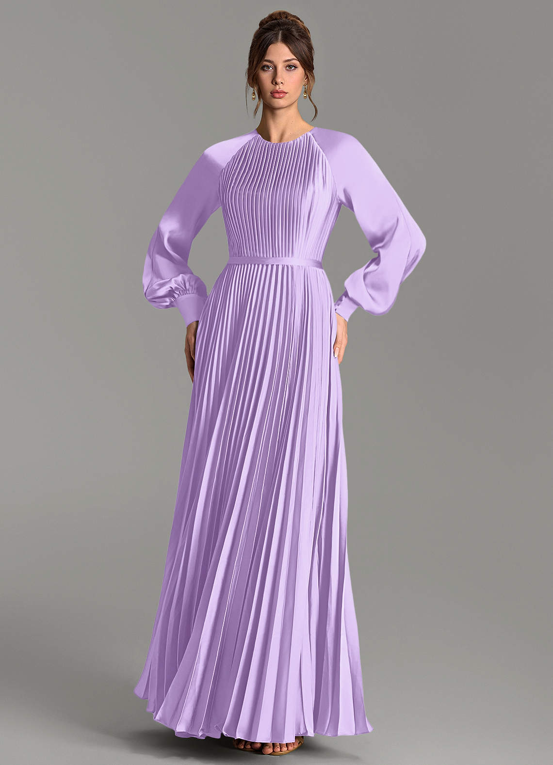 Grayson A-Line Scoop-Neck Stretch Satin Bridesmaid Dress in Lilac