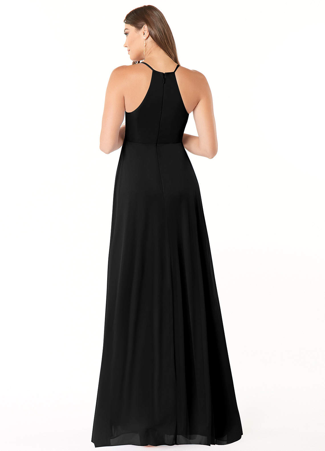 Annabelle A-Line V-Neck Mesh Bridesmaid Dress in black