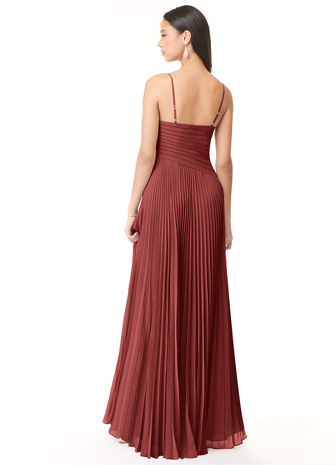 Vini A-Line V-Neck Chiffon Bridesmaid Dress in Terracotta