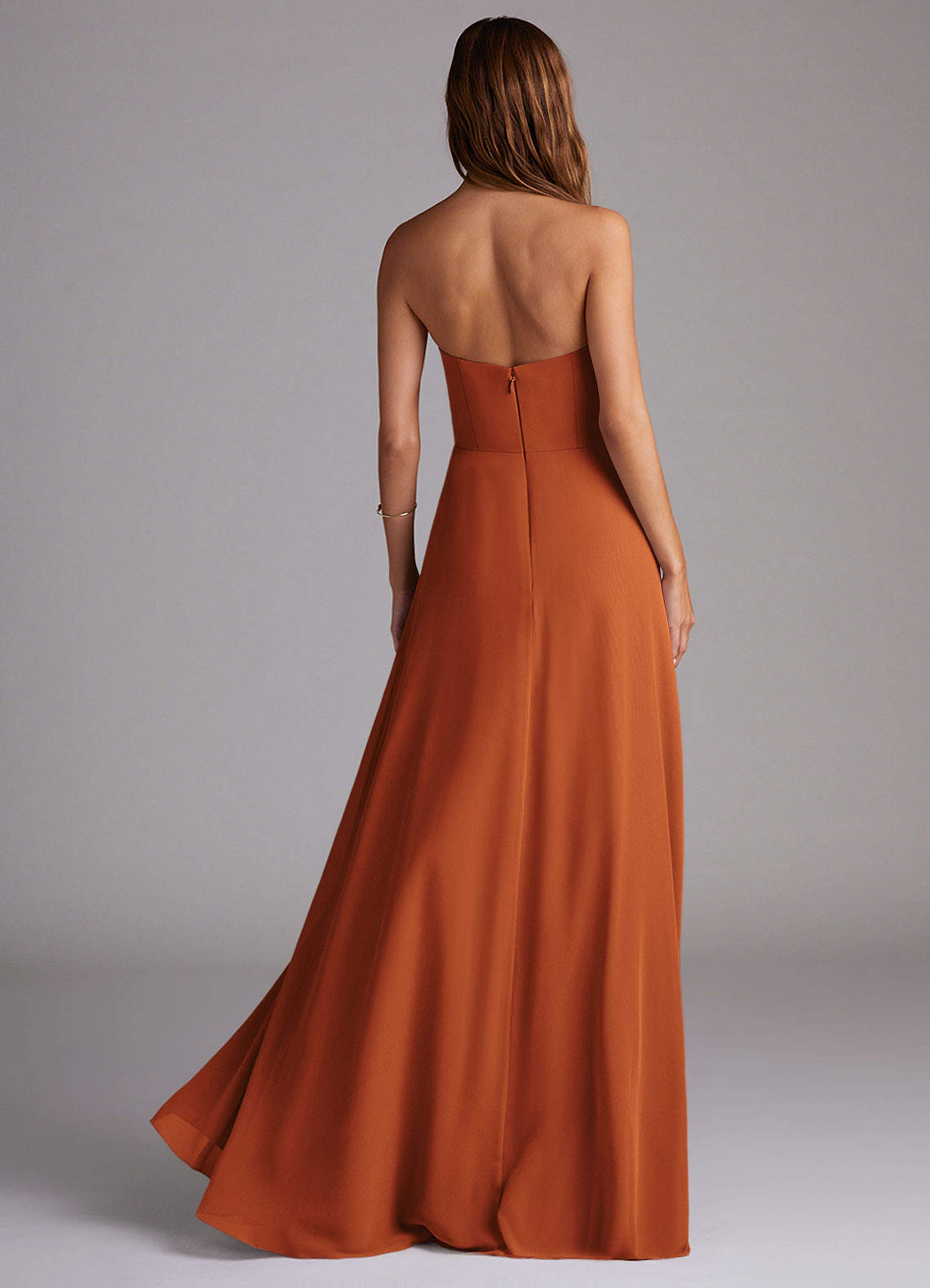 Wren A-Line Straight-Neck Chiffon Bridesmaid Dress in Cinnamon