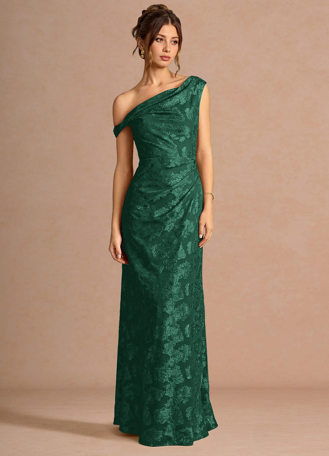 Kismet Mermaid One-Shoulder Fil Coupé Wedding Guest Dress in Lemon Sorbet