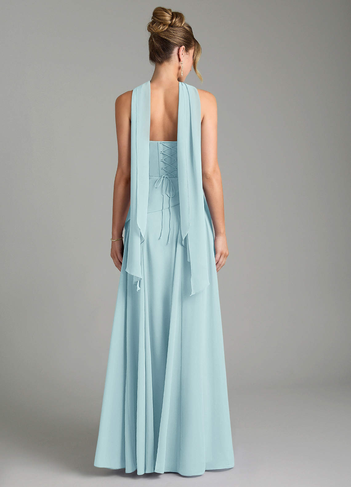 Gabriela A-Line Cowl-Neck Chiffon Bridesmaid Dress in Sea Glass