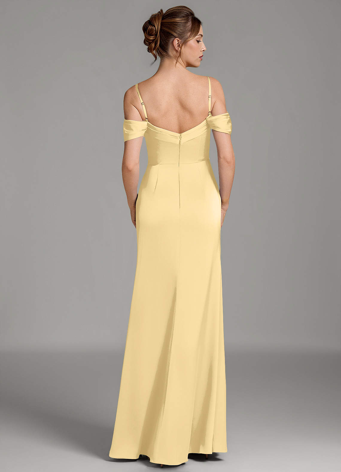 Wyatt Mermaid Off-the-Shoulder Stretch Satin Bridesmaid Dress in Butter