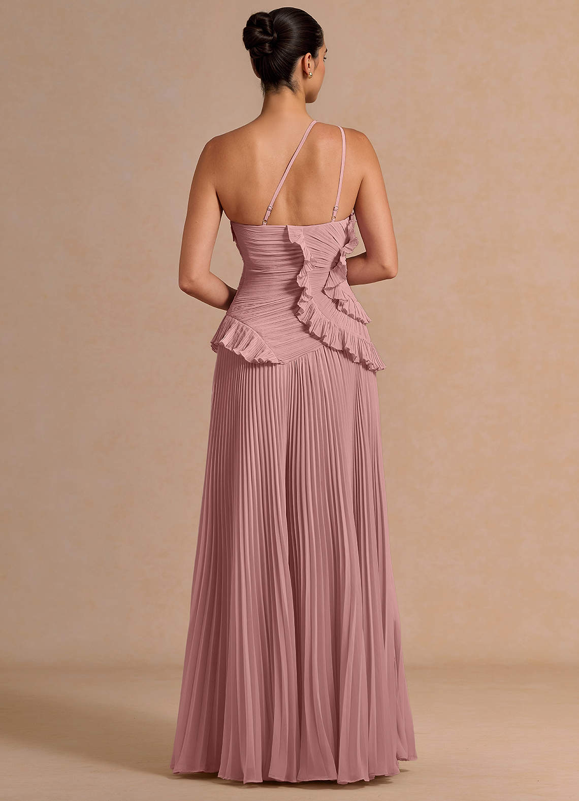 Melody A-Line One-Shoulder Chiffon Evening Dress in Light Pink