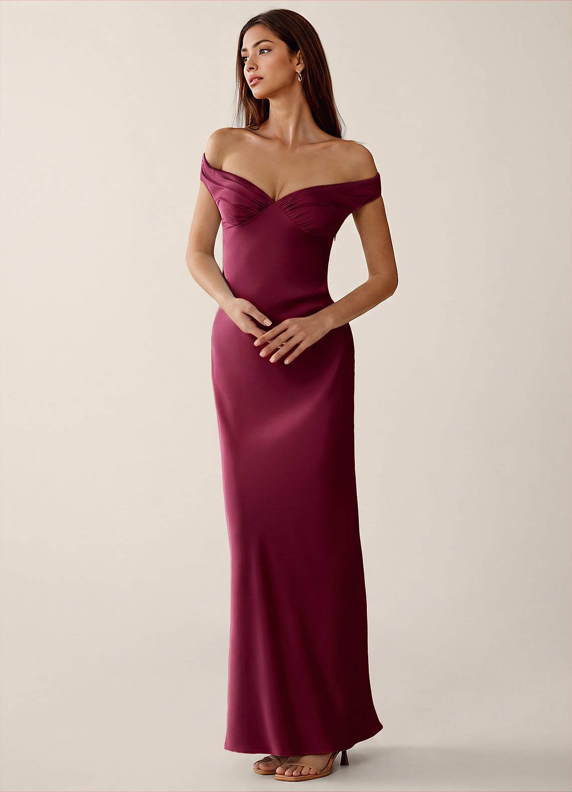 Gwendonme Sheath Off-the-Shoulder Satin Crystal Linen Evening Dress in Pistachio