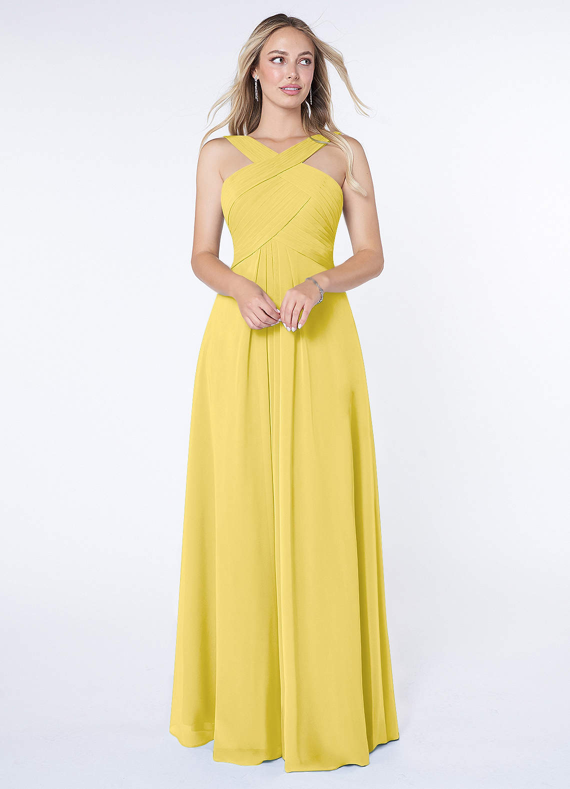 Kaleigh A-Line Halter Chiffon Bridesmaid Dress in Canary