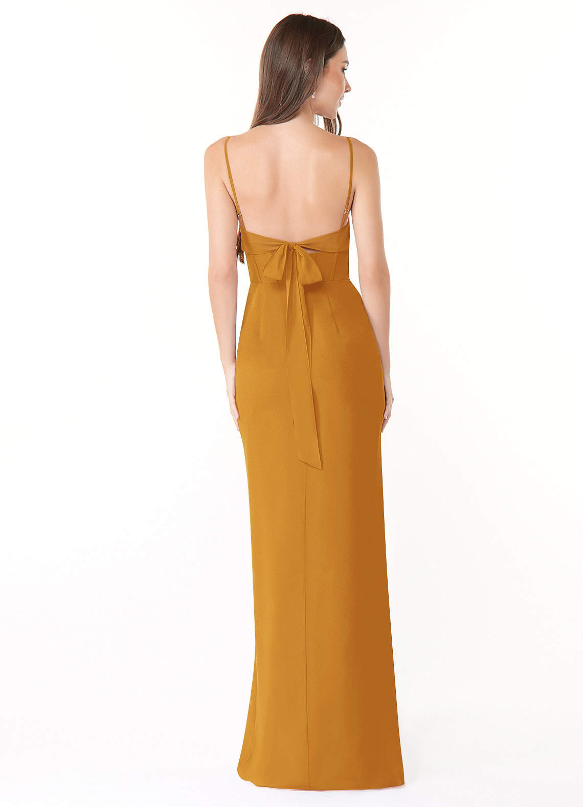 Mai Sheath Cowl-Neck Chiffon Bridesmaid Dress in butterscotch