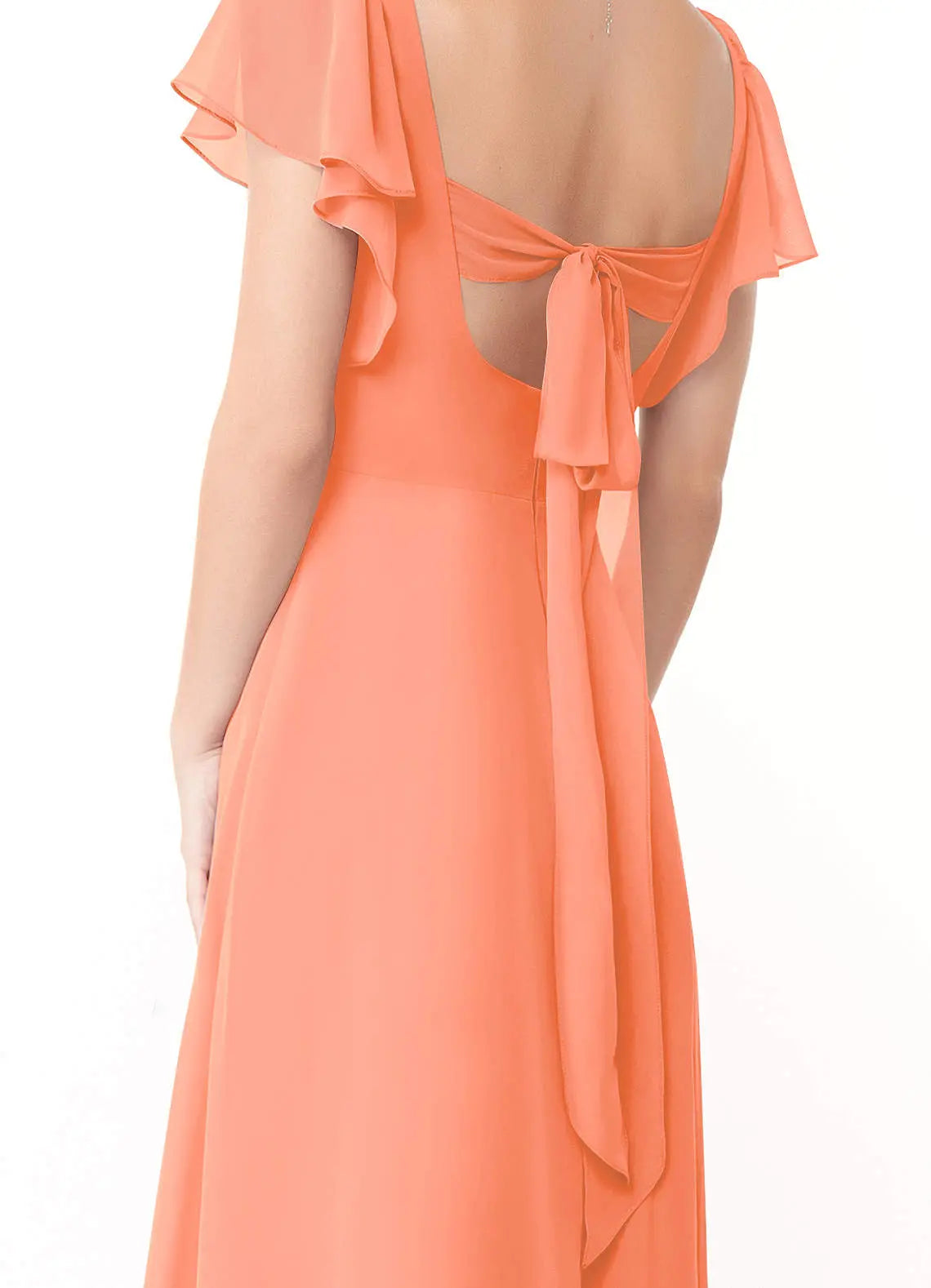 Syenna A-Line V-Neck Chiffon Bridesmaid Dress in Sunset