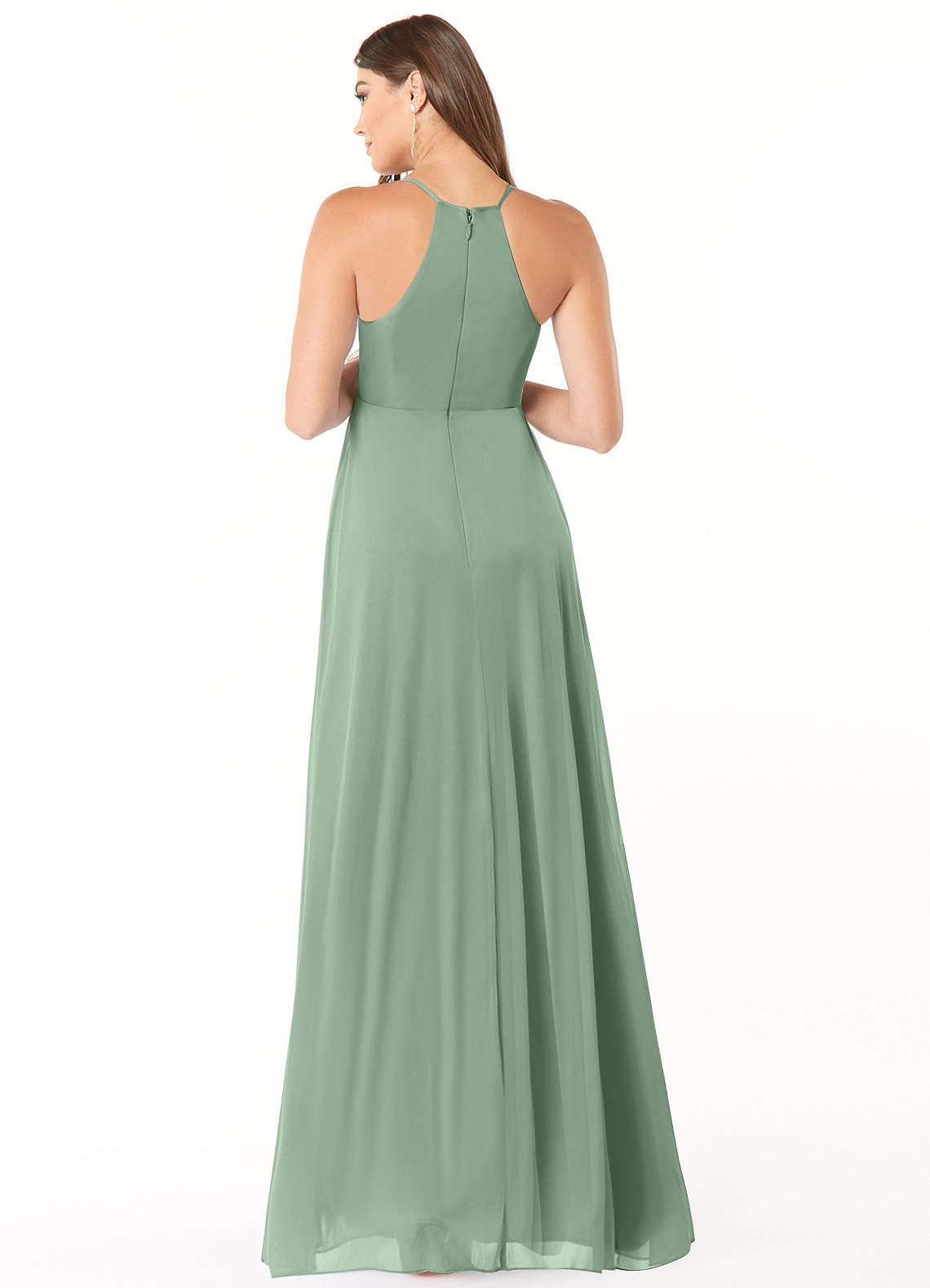 Annabelle A-Line V-Neck Mesh Bridesmaid Dress in Matcha