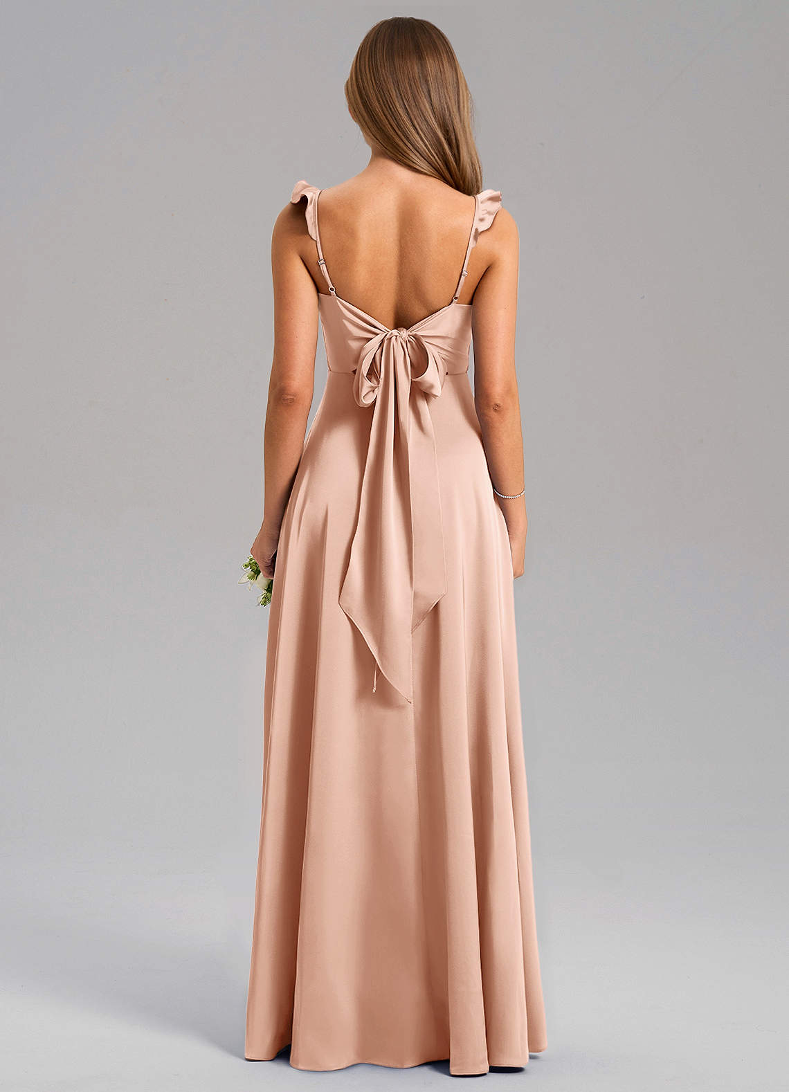 Everett A-Line V-Neck Chiffon Bridesmaid Dress in rose gold