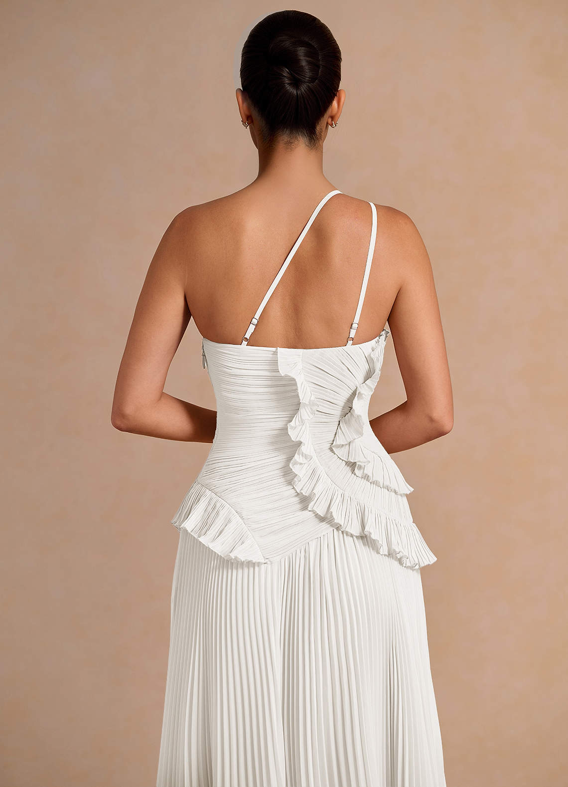 Melody A-Line One-Shoulder Chiffon Evening Dress in White